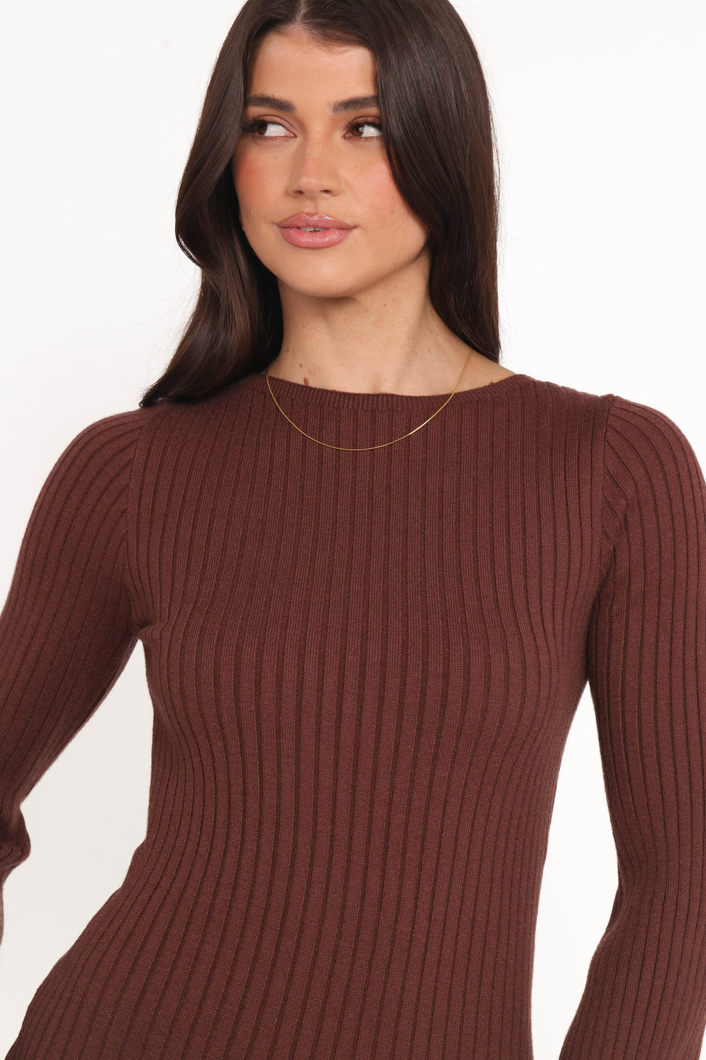 Robe courte Jovan à manches longues - Mocha/Beige