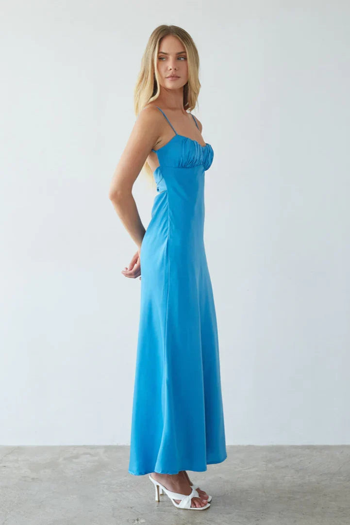 Robe longue en satin à dos ouvert Andie
