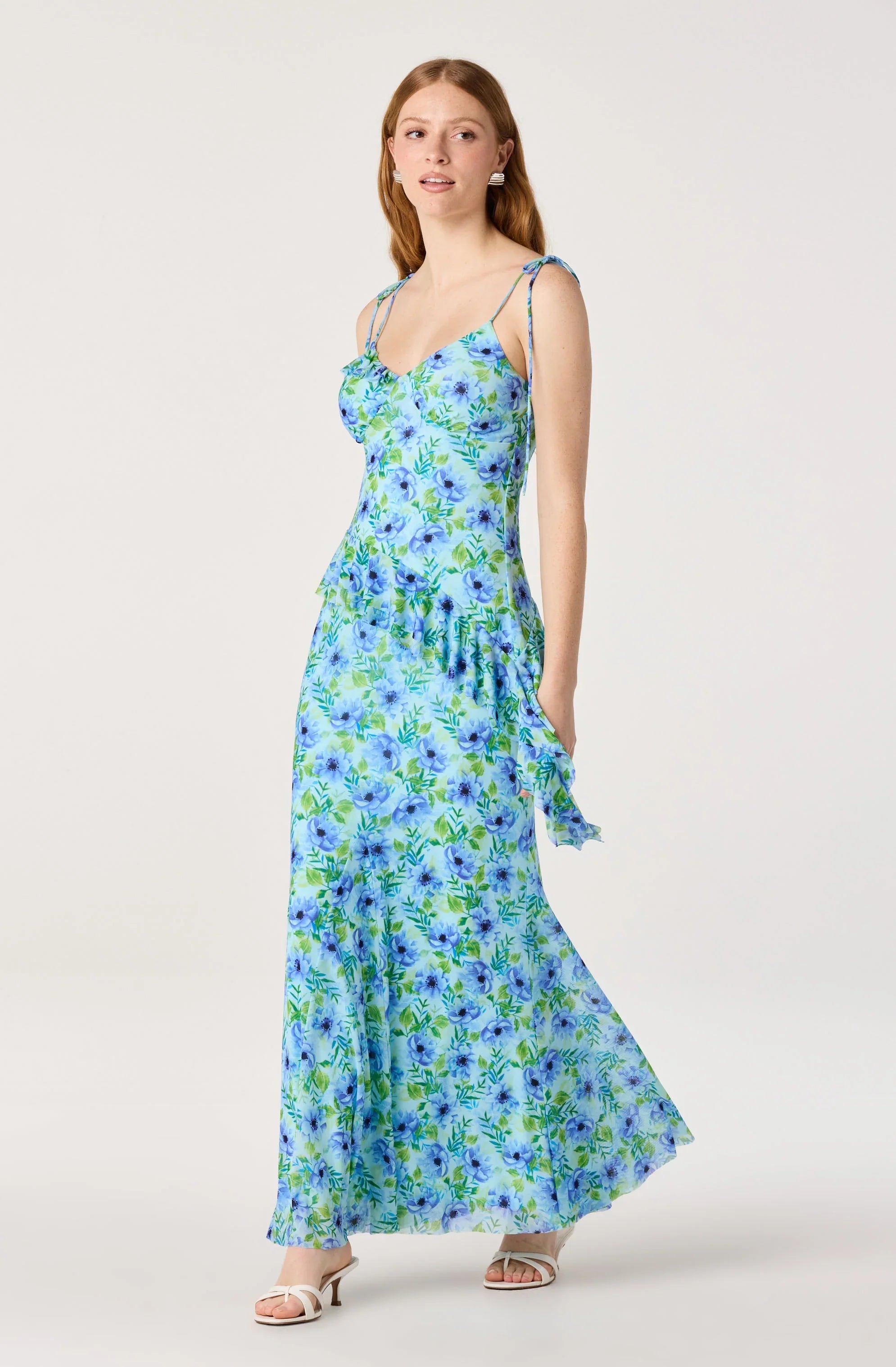 Jupe mi-longue en maille godet à motif floral Mejra