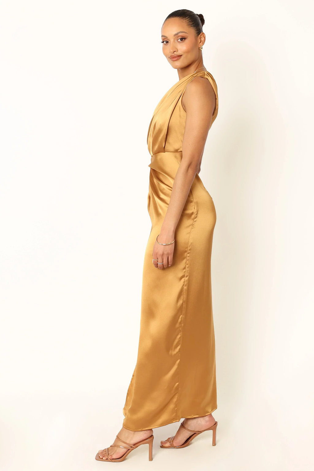 Robe longue asymétrique Nadia - Bronze