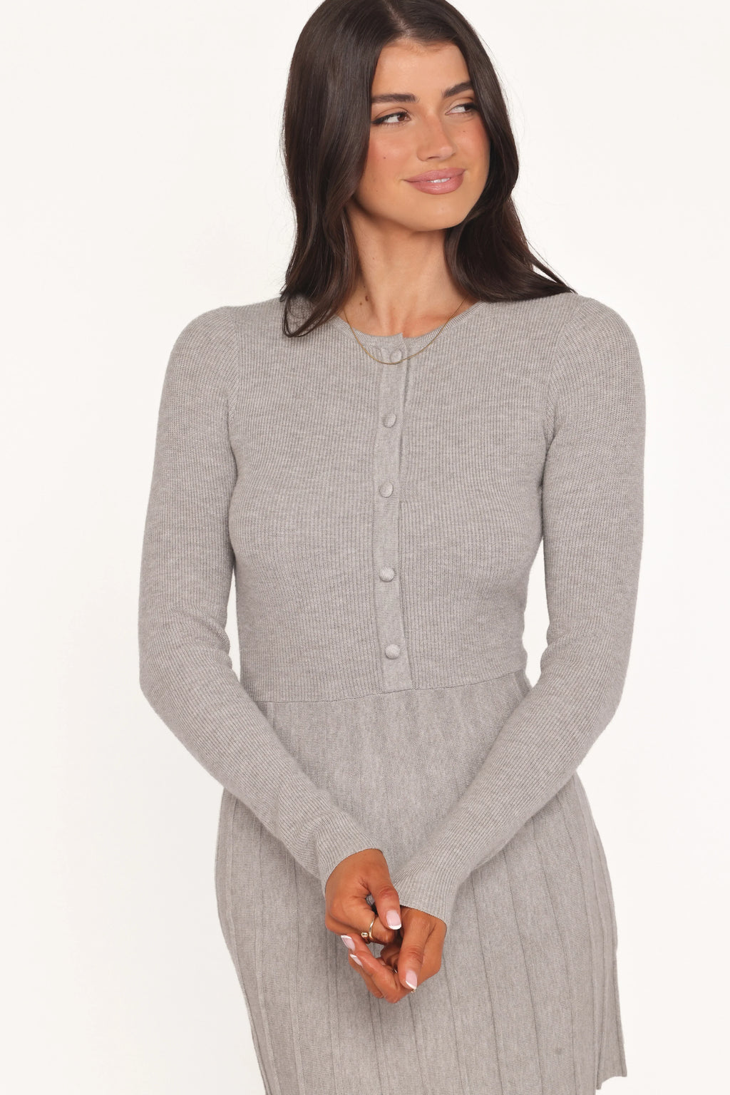 Mini-robe à manches longues Darlina - Gris chiné