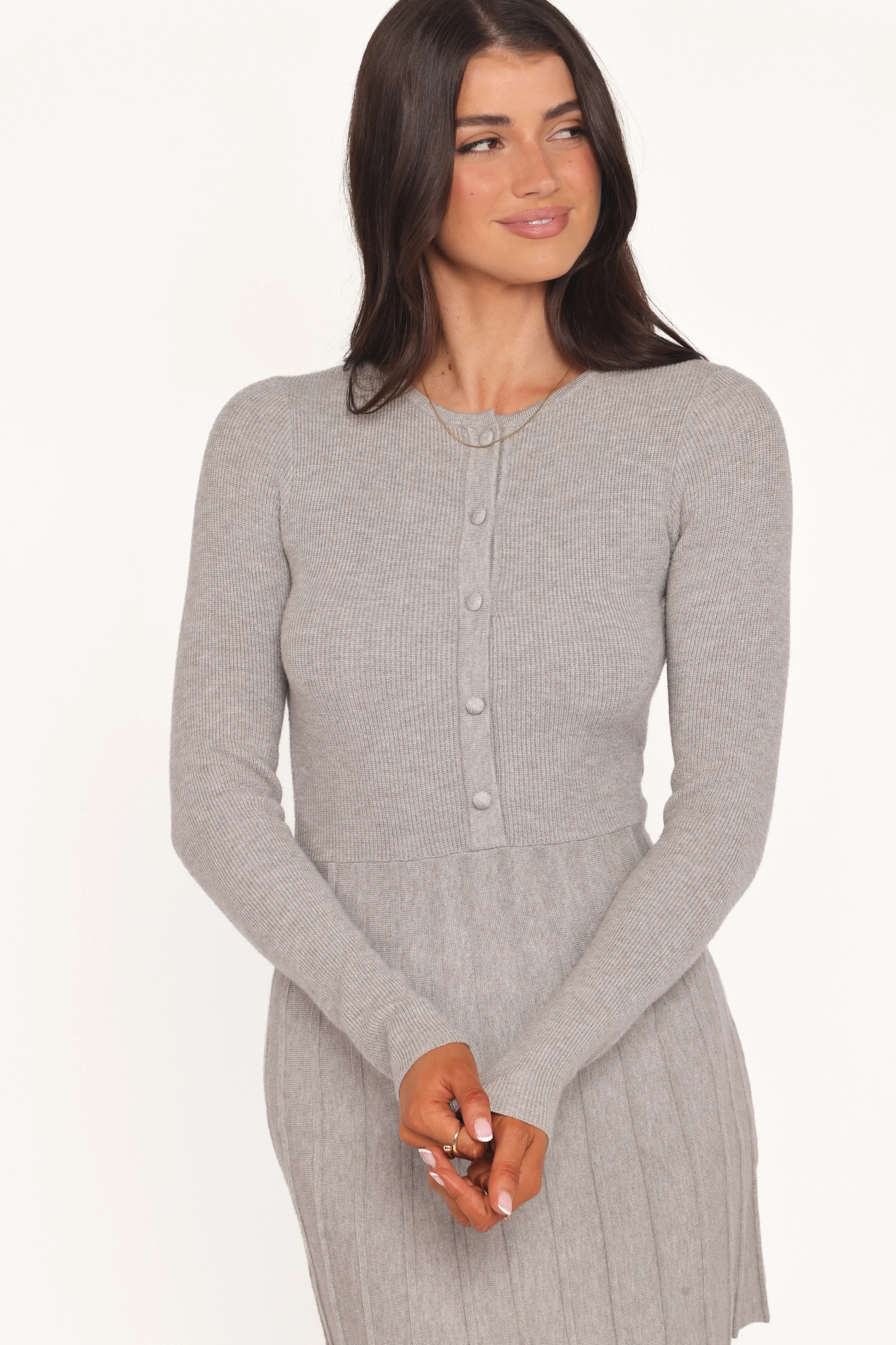 Mini-robe à manches longues Darlina - Gris chiné
