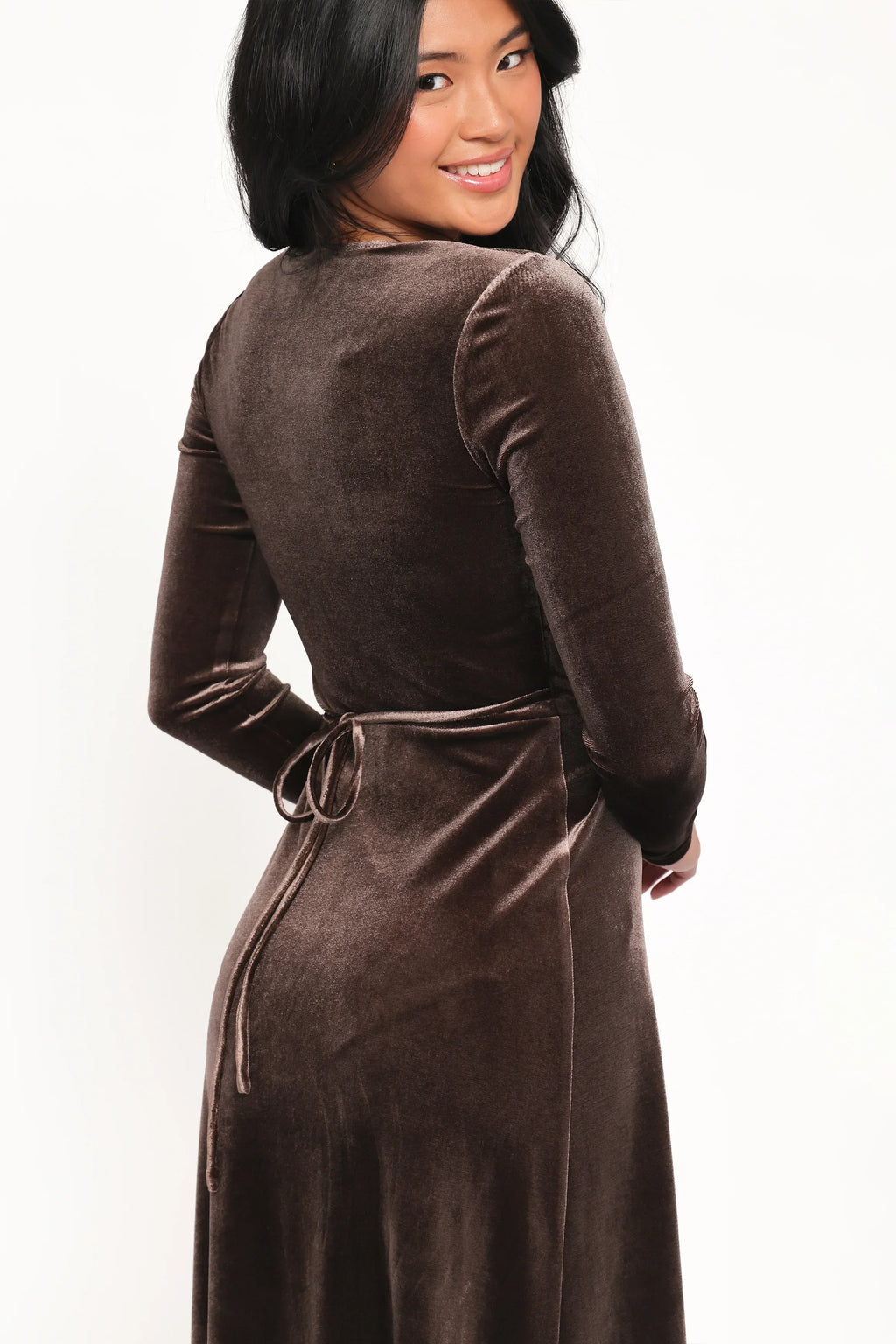 Robe midi à manches longues Darby - Marron foncé