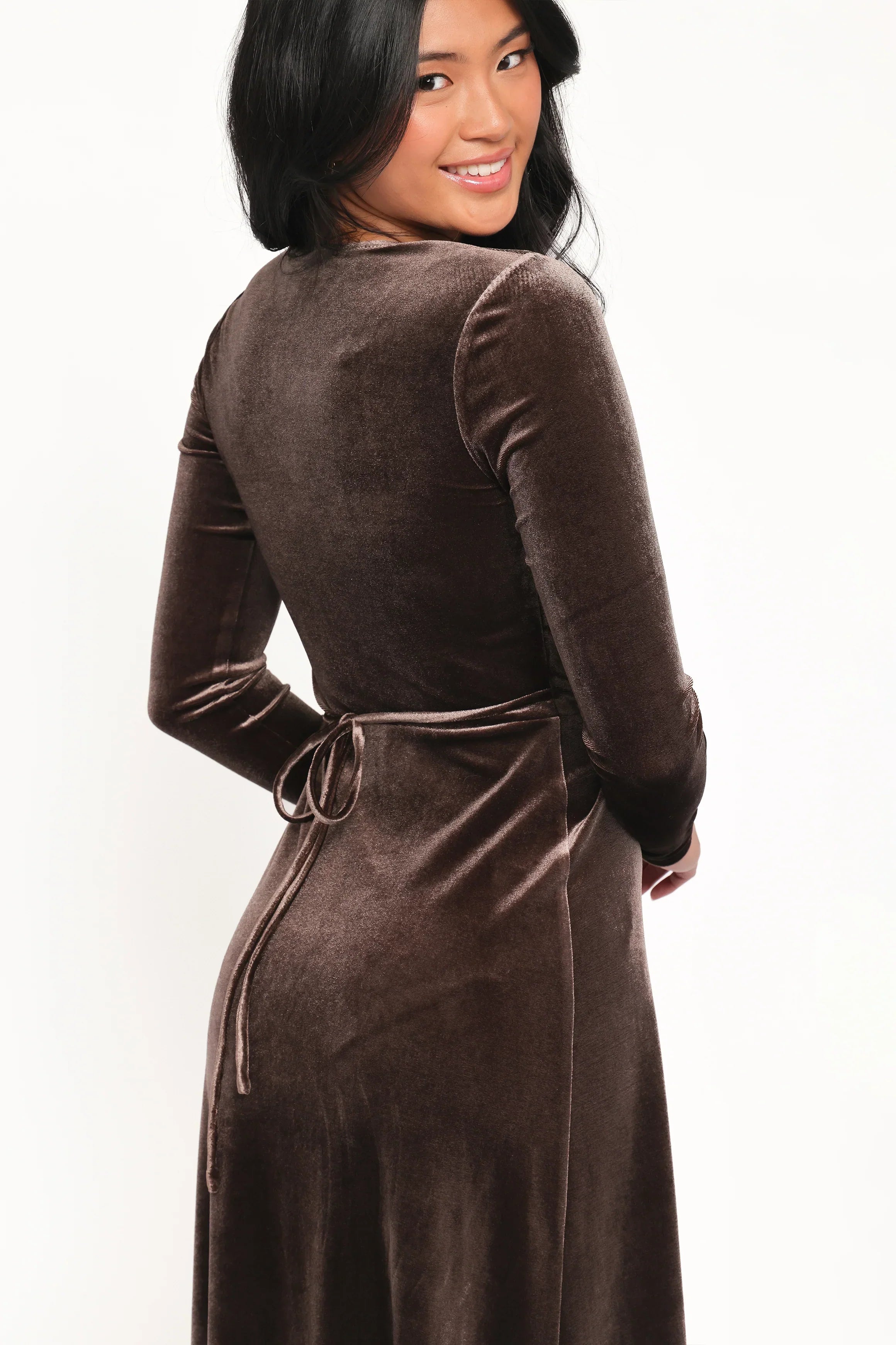Robe midi à manches longues Darby - Marron foncé