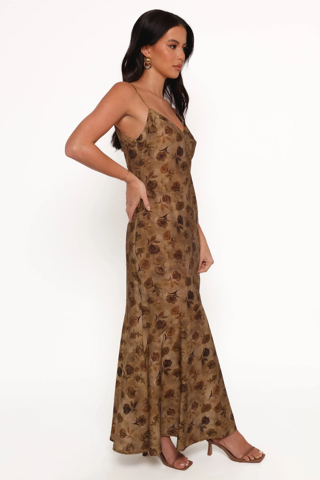 Robe midi Fia - Fleurs mordorées