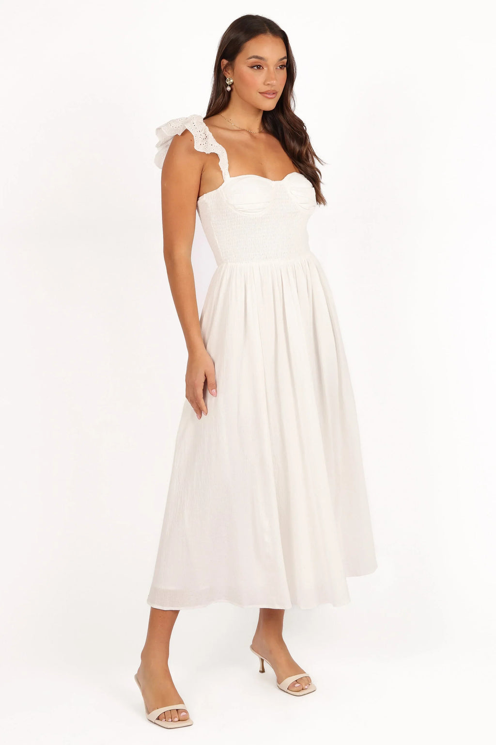 Robe mi-longue Webster – Blanc cassé