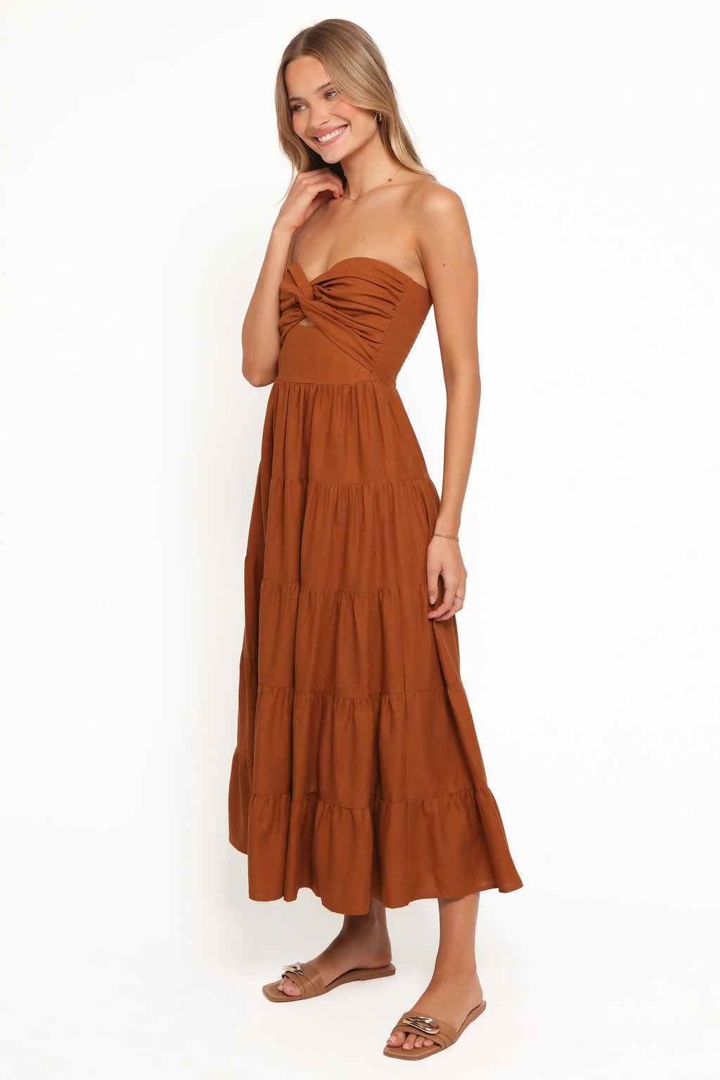 Robe midi bustier Sitara - Marron
