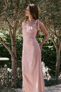 Robe midi à nouer sur les épaules Patterson - Rose poudré