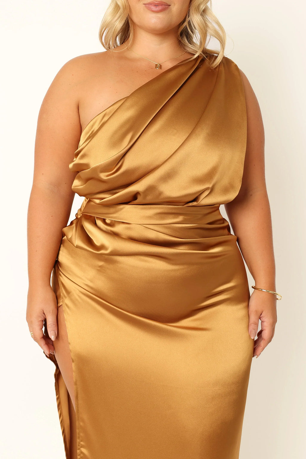Robe longue asymétrique Nadia - Bronze