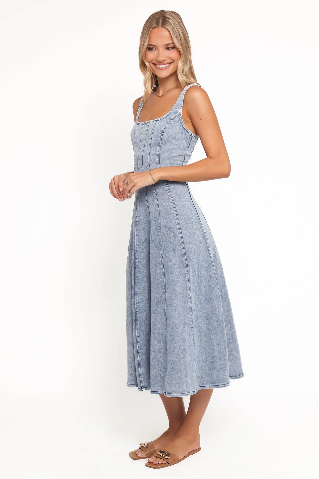 Robe midi Una - Denim clair