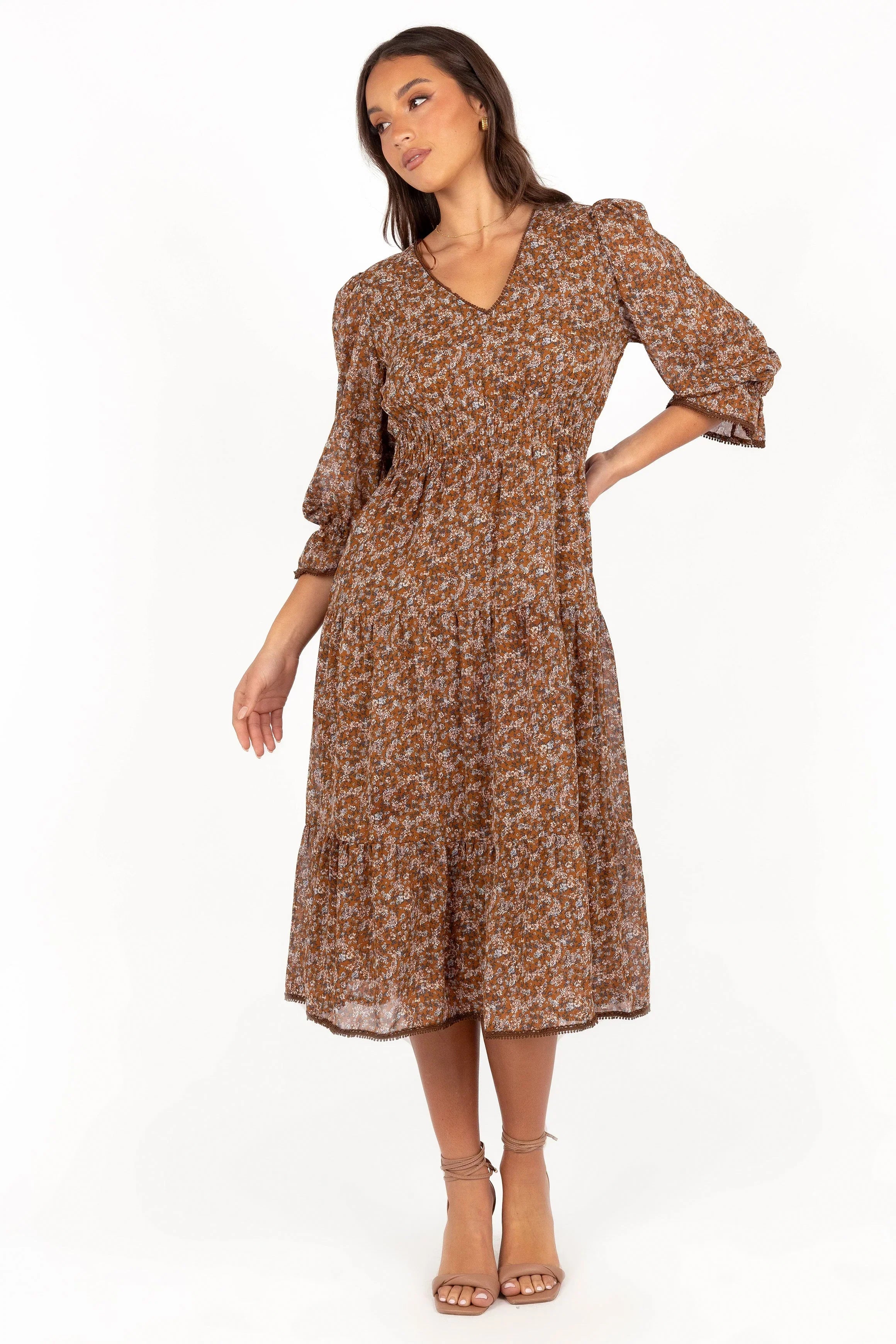 Robe mi-longue Simone - Camel