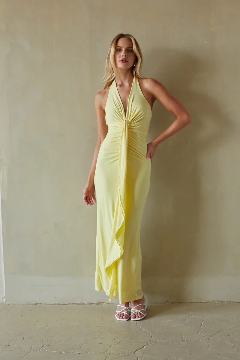 Robe longue drapée Cecelia Halter