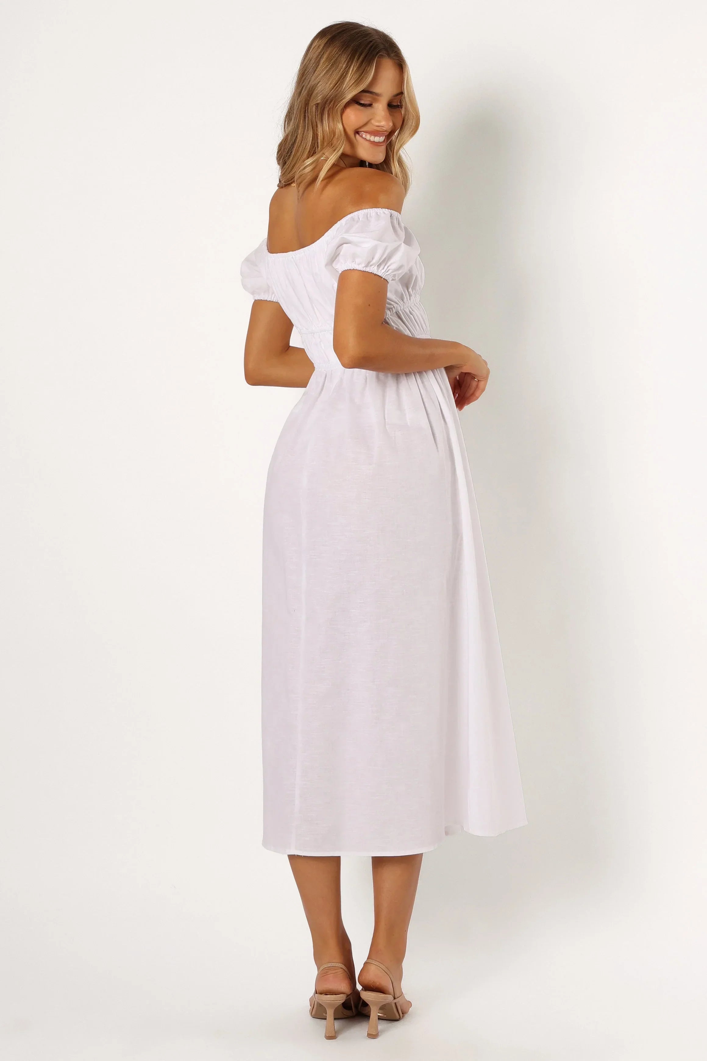 Robe longue épaules dénudées Sofia - Blanc