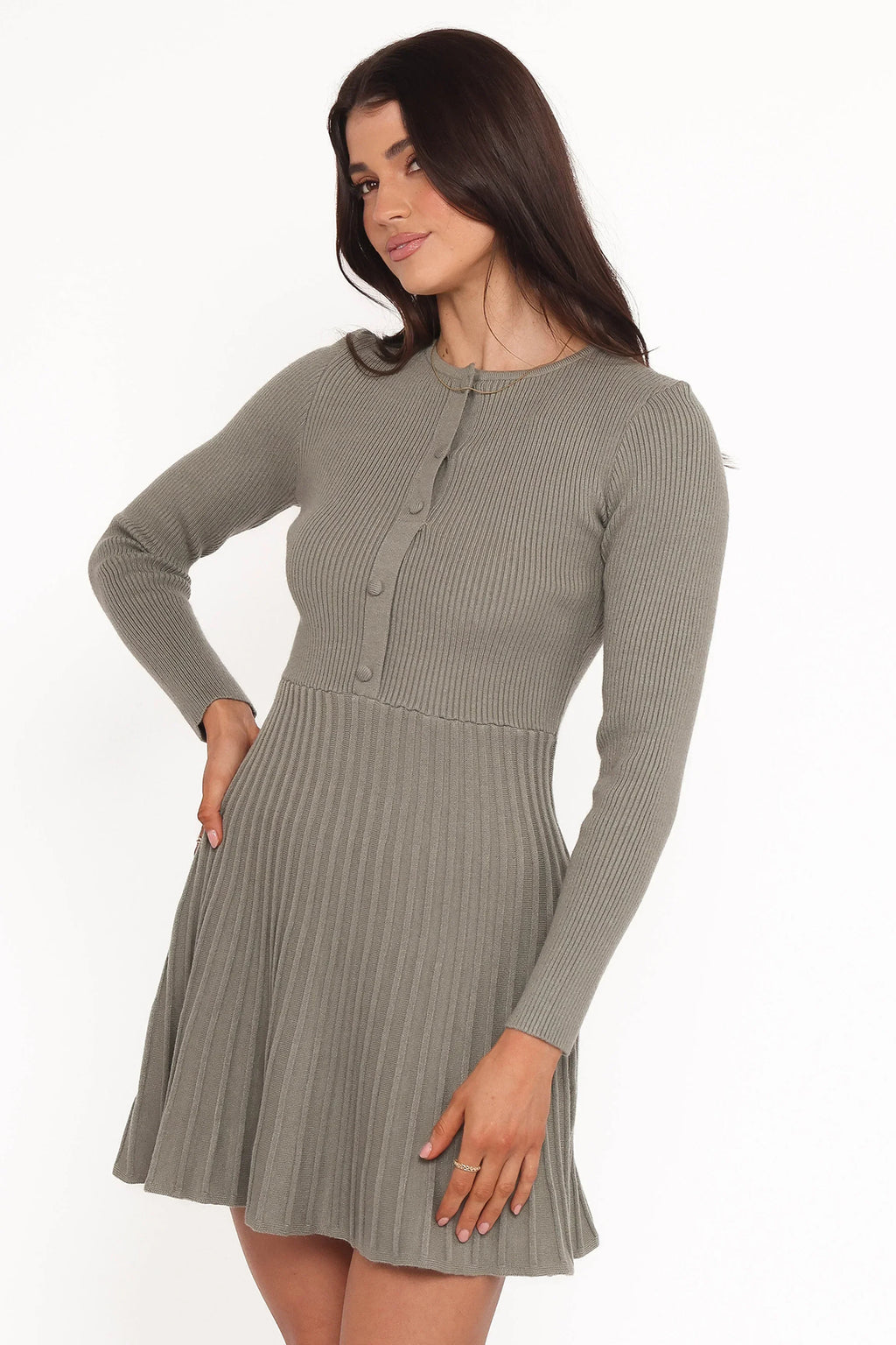 Mini-robe Darlina à manches longues - Olive