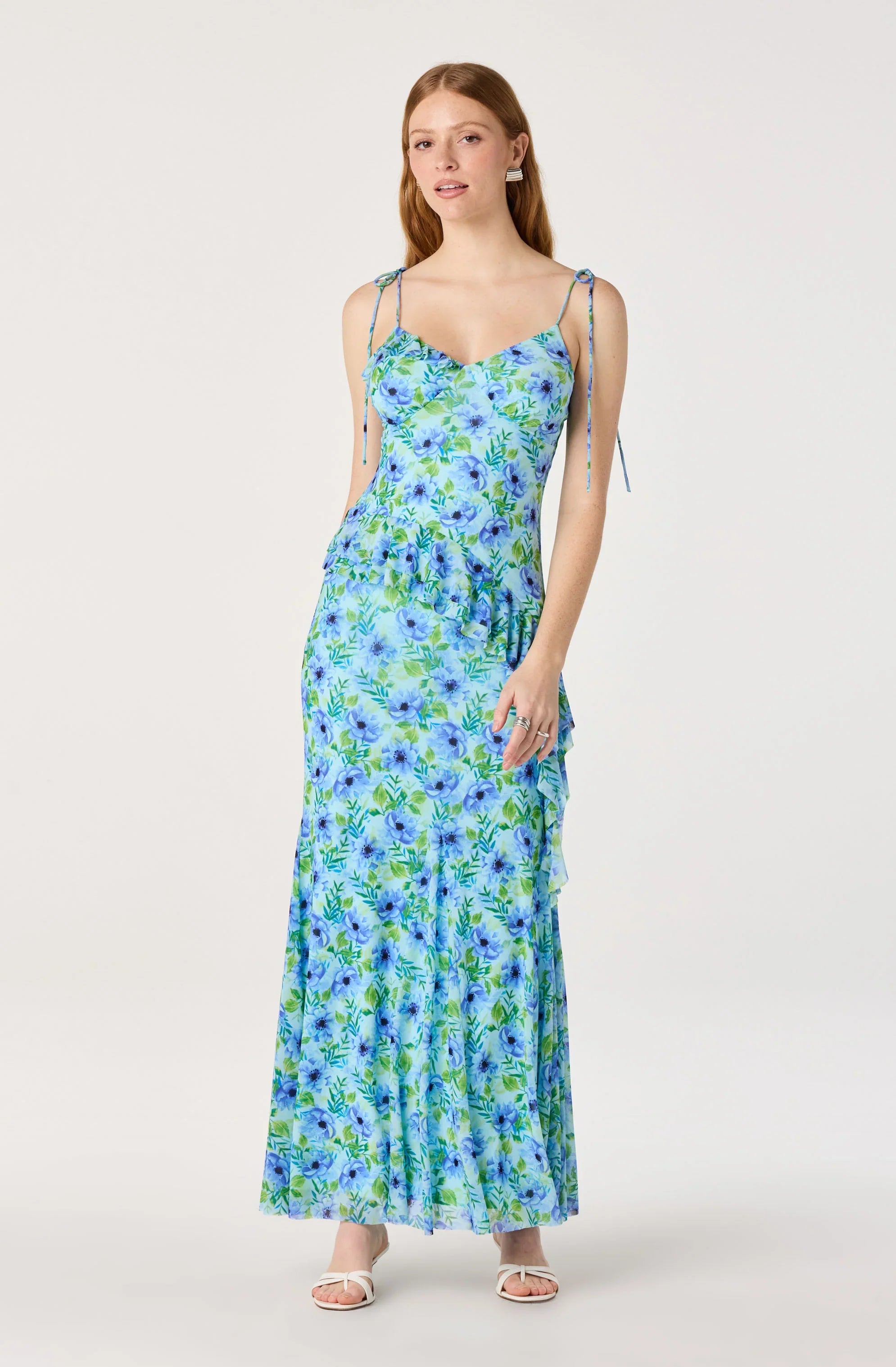 Jupe mi-longue en maille godet à motif floral Mejra