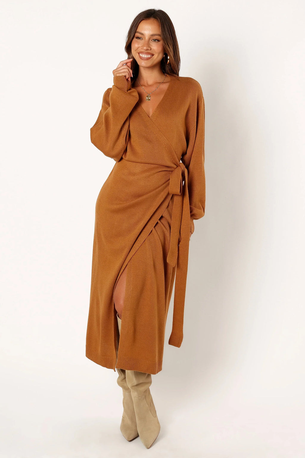 Robe midi en maille Nova - Camel