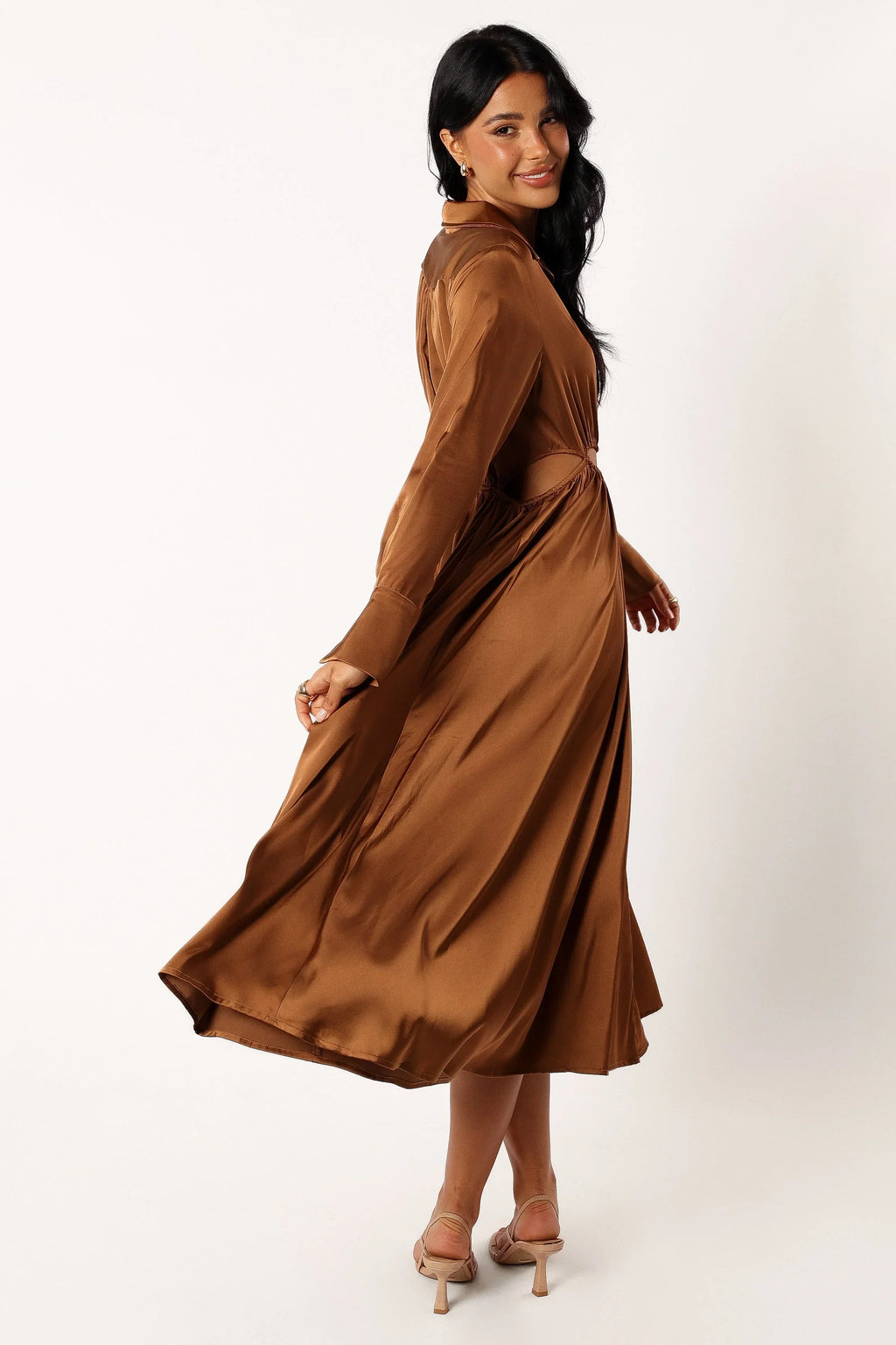 Robe midi manches longues Jett - Bronze