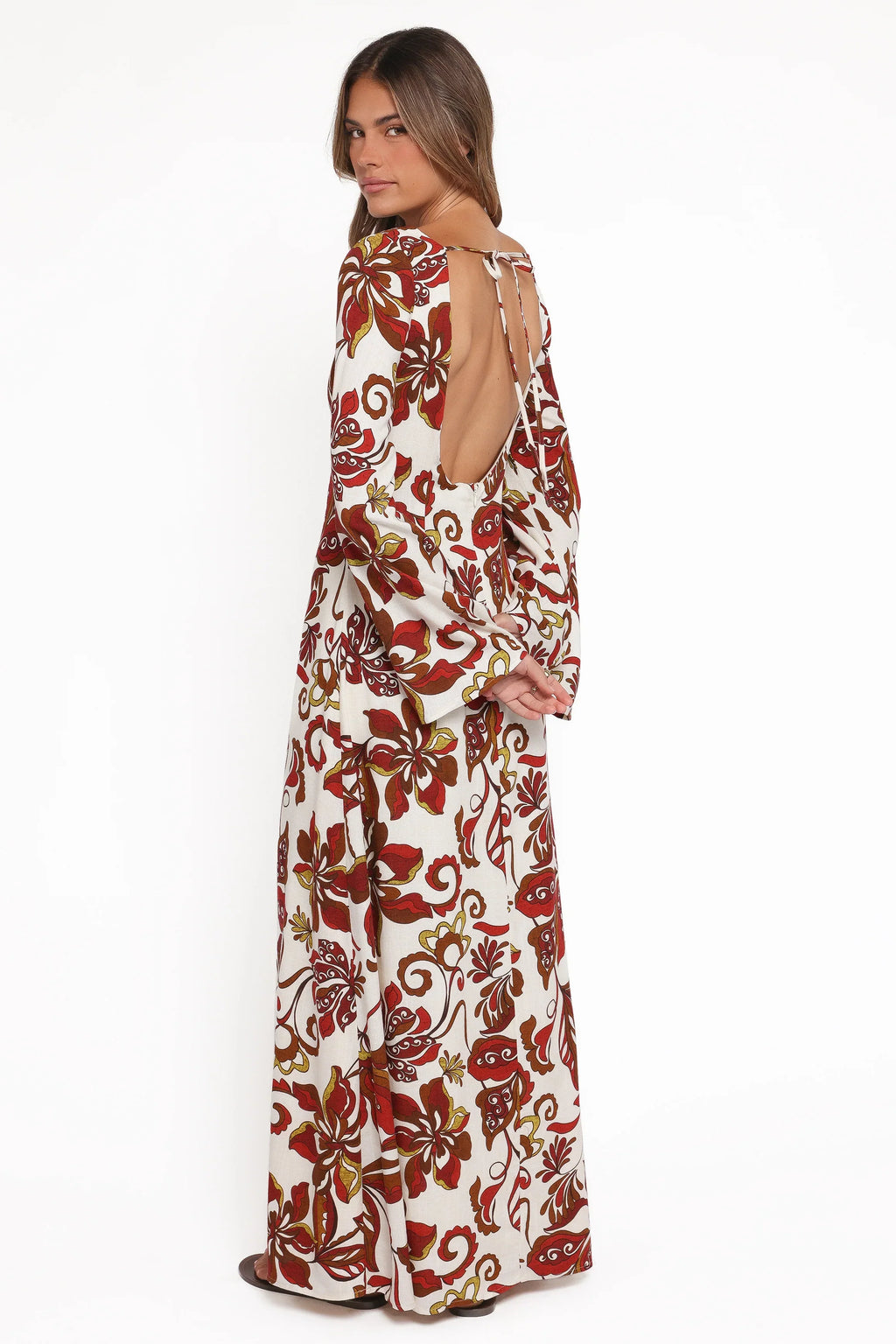 Robe longue Inala – Fleurie marron