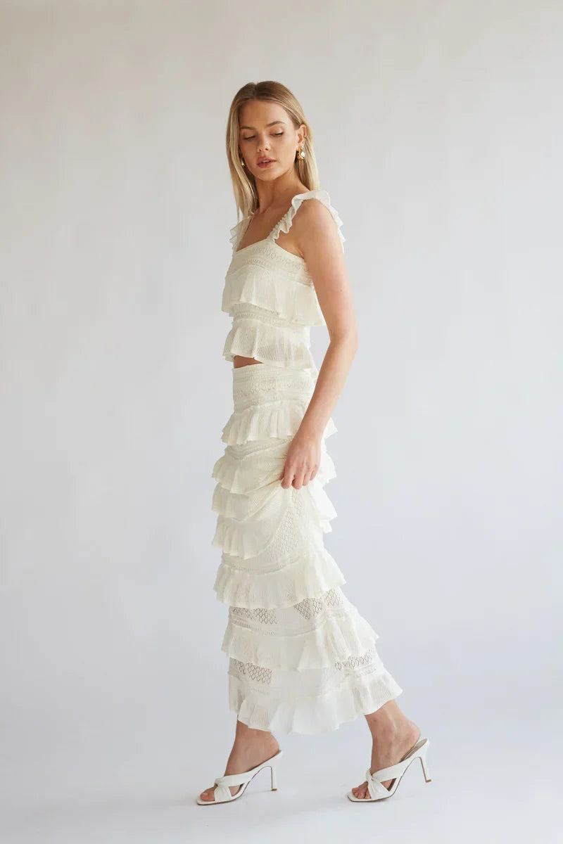 Ensemble Colette haut court en crochet et jupe longue