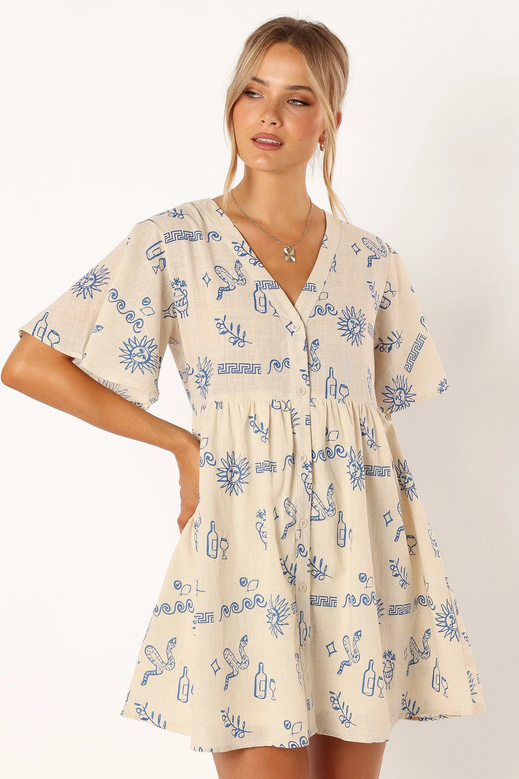 Robe courte Elias - Beige bleu