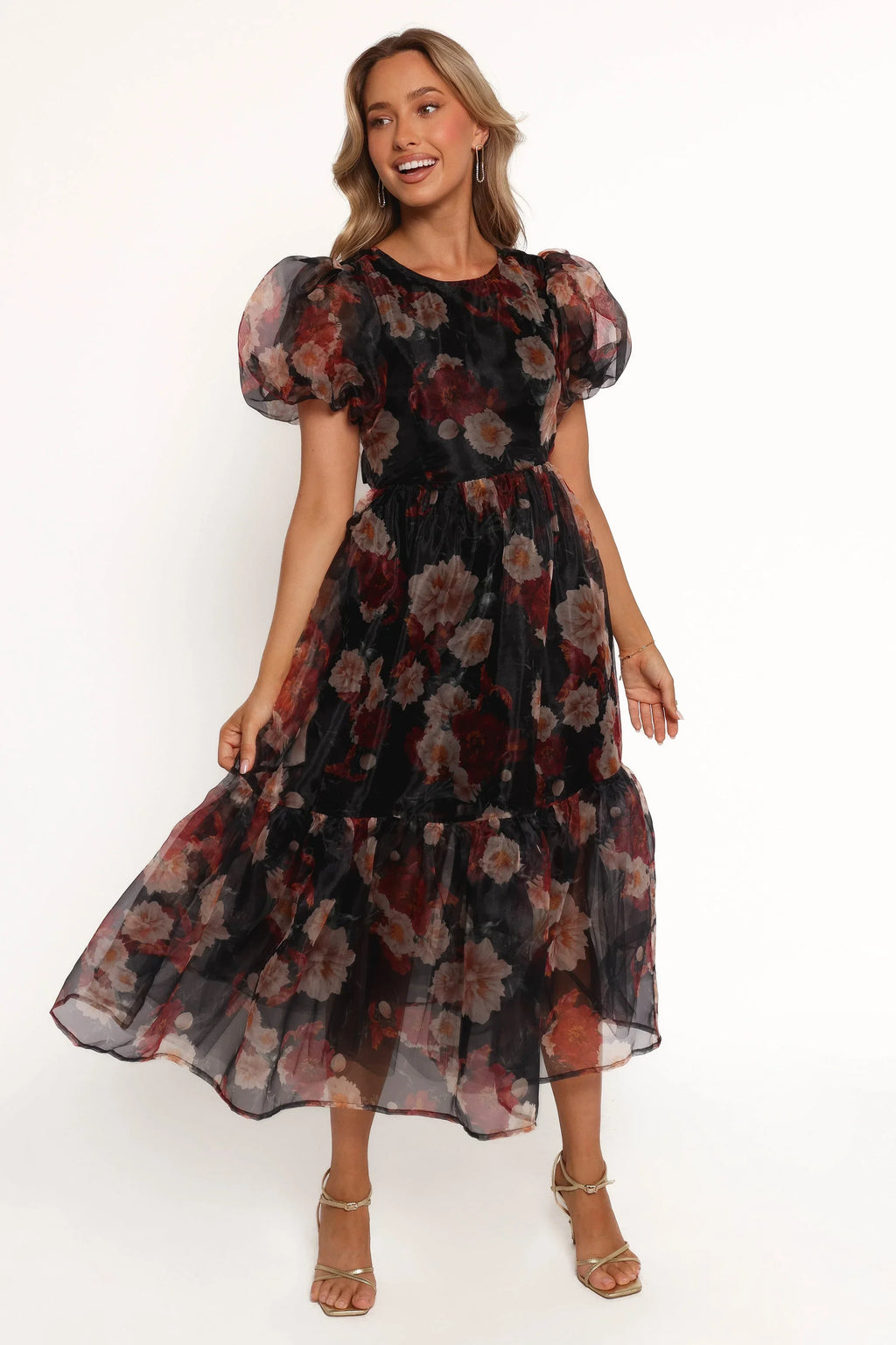 Robe midi Elspeth – Imprimé floral noir