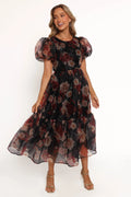Robe midi Elspeth – Imprimé floral noir