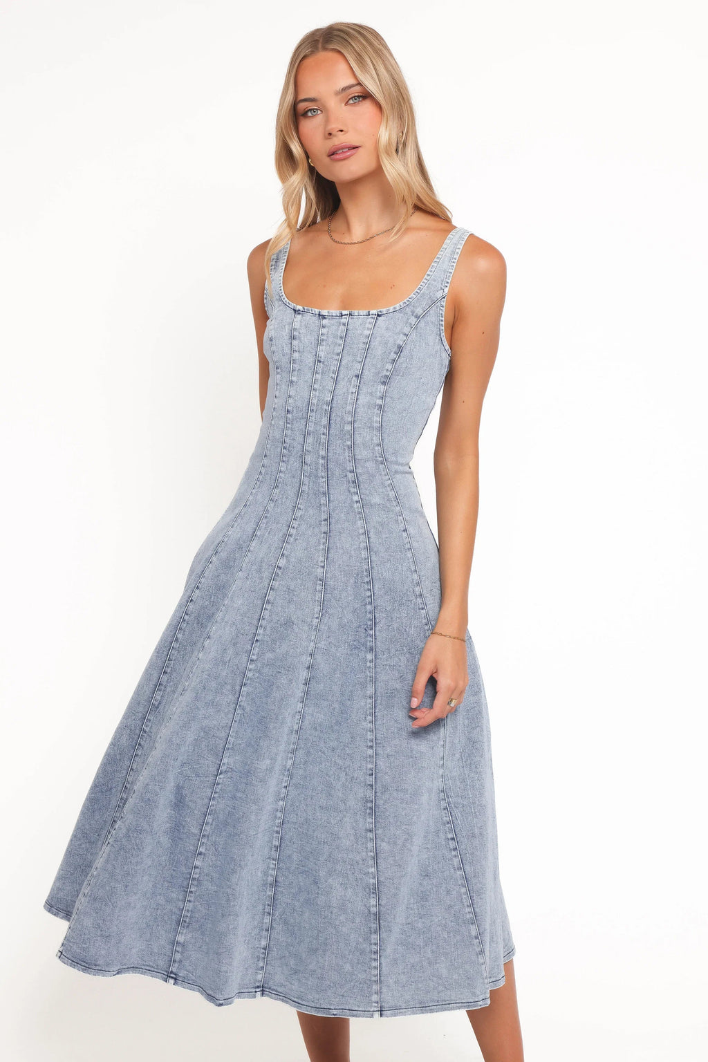 Robe midi Una - Denim clair