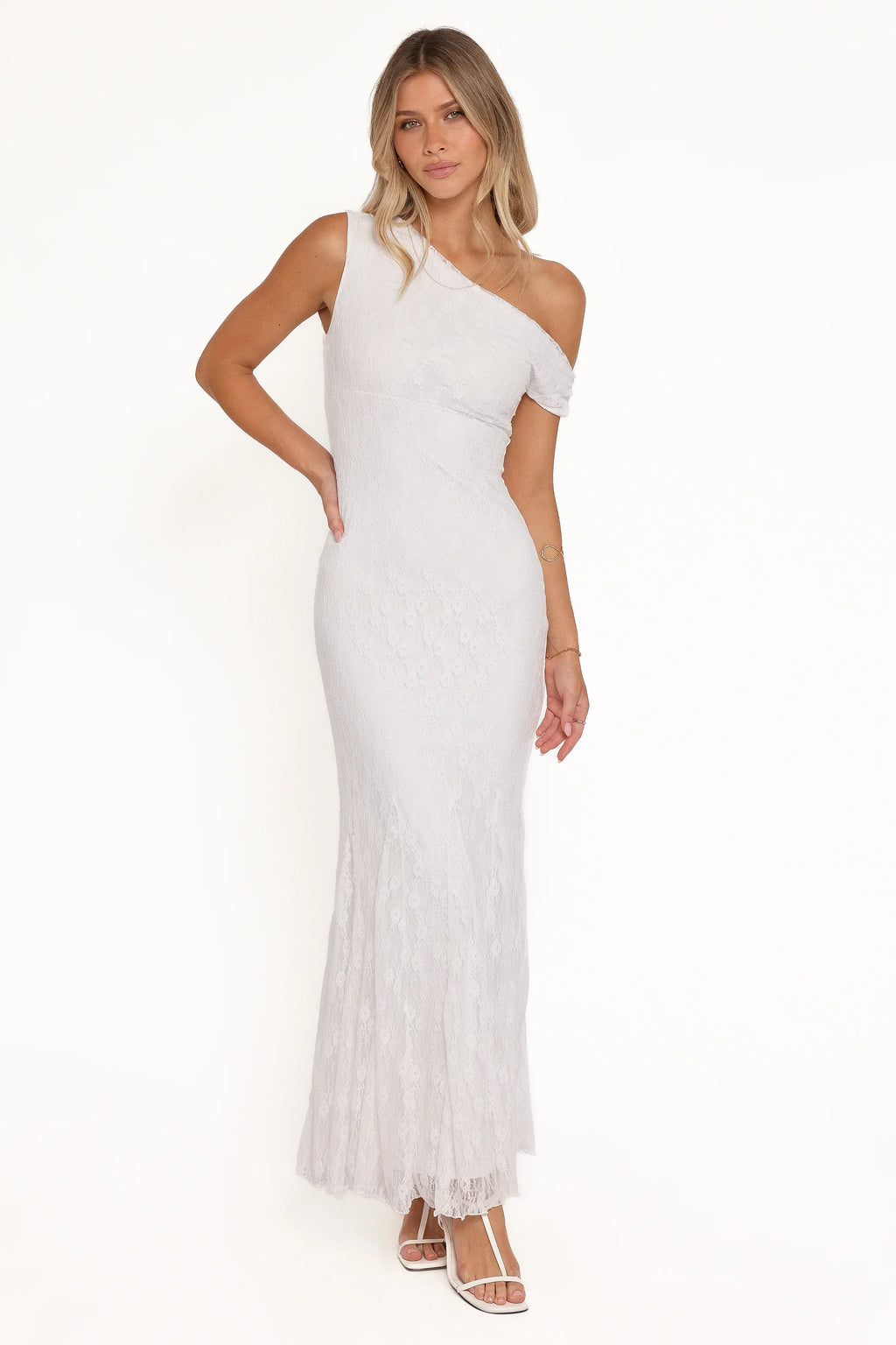 Robe longue Evelon à épaules dénudées - Blanc