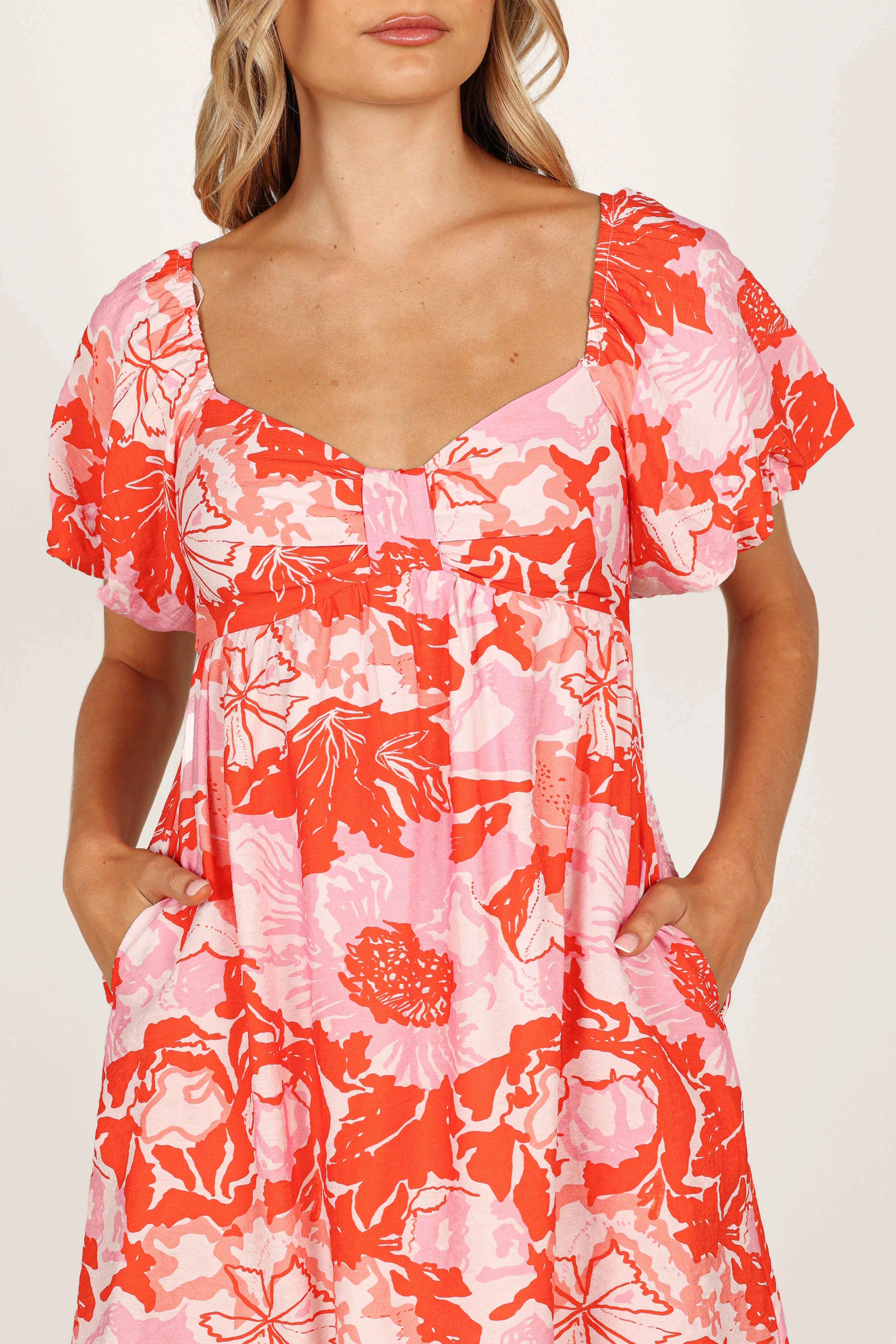 Mini-robe Maggie - Imprimé fleuri rose/rouge