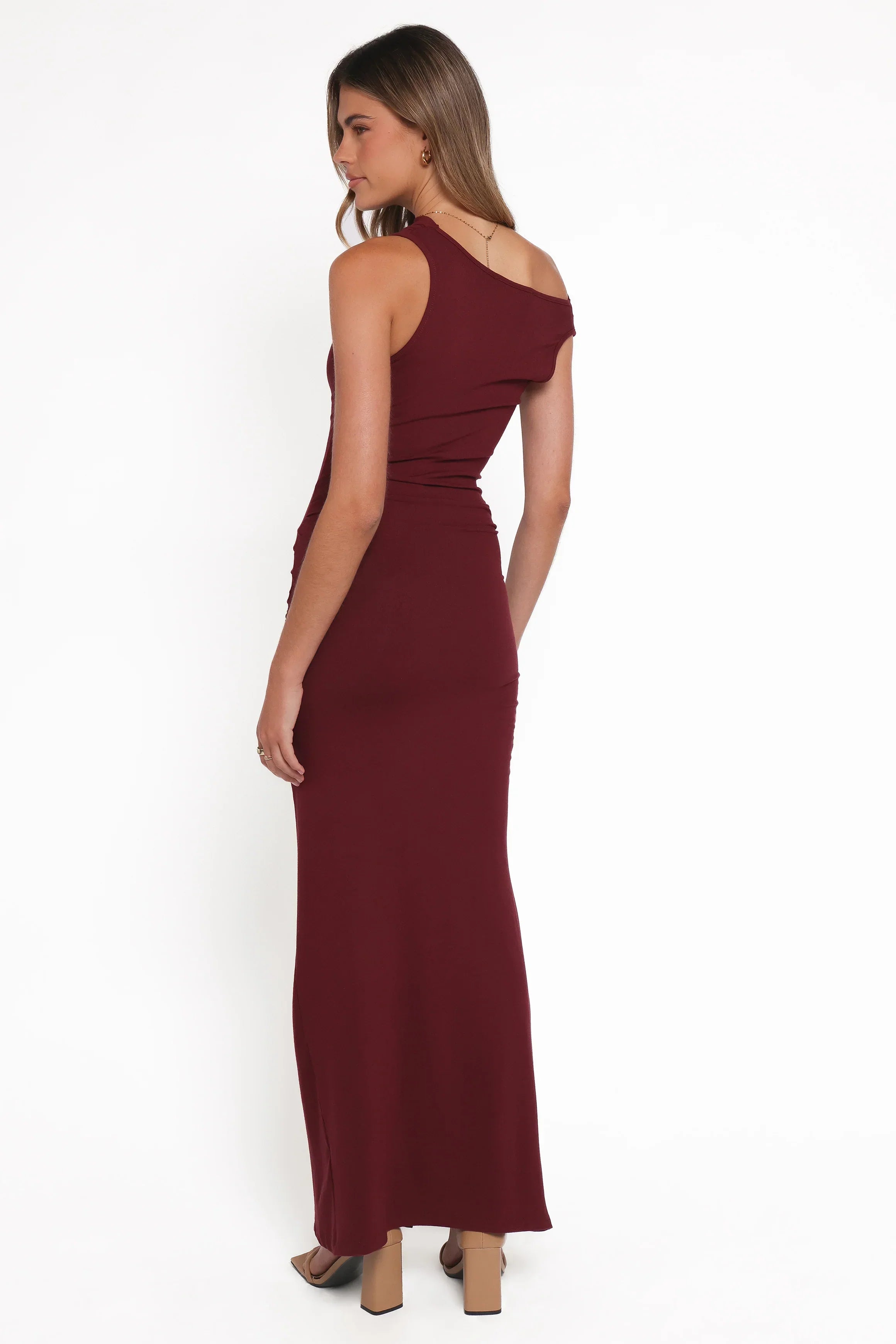 Robe longue Sandara à épaules dénudées - Bordeaux