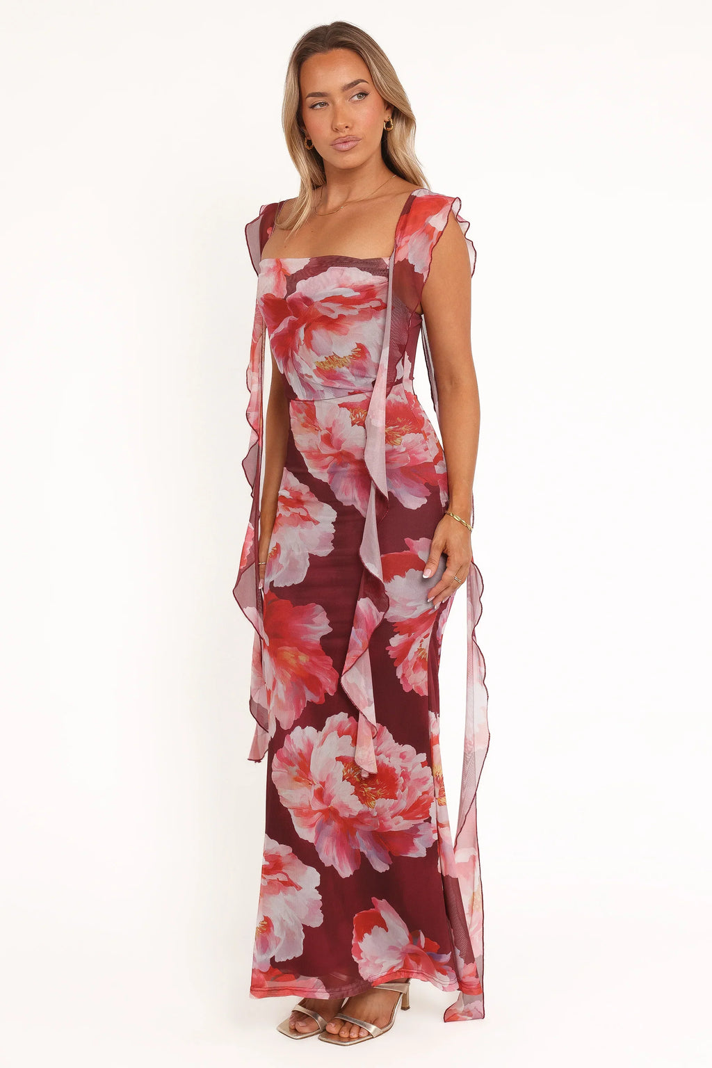 Robe longue Chiara – Pivoine bordeaux