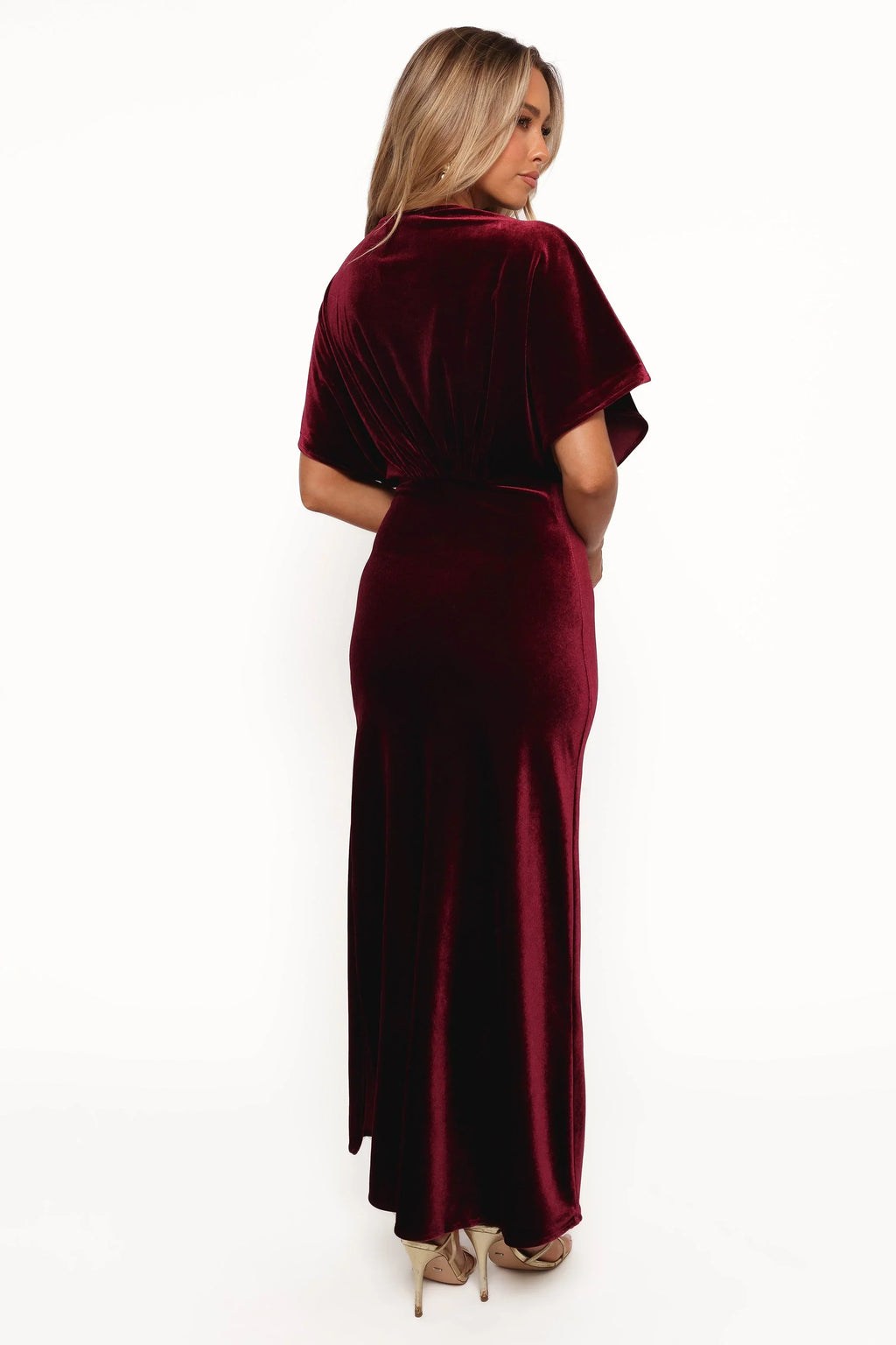 Robe longue en velours Ricki - Lie de vin