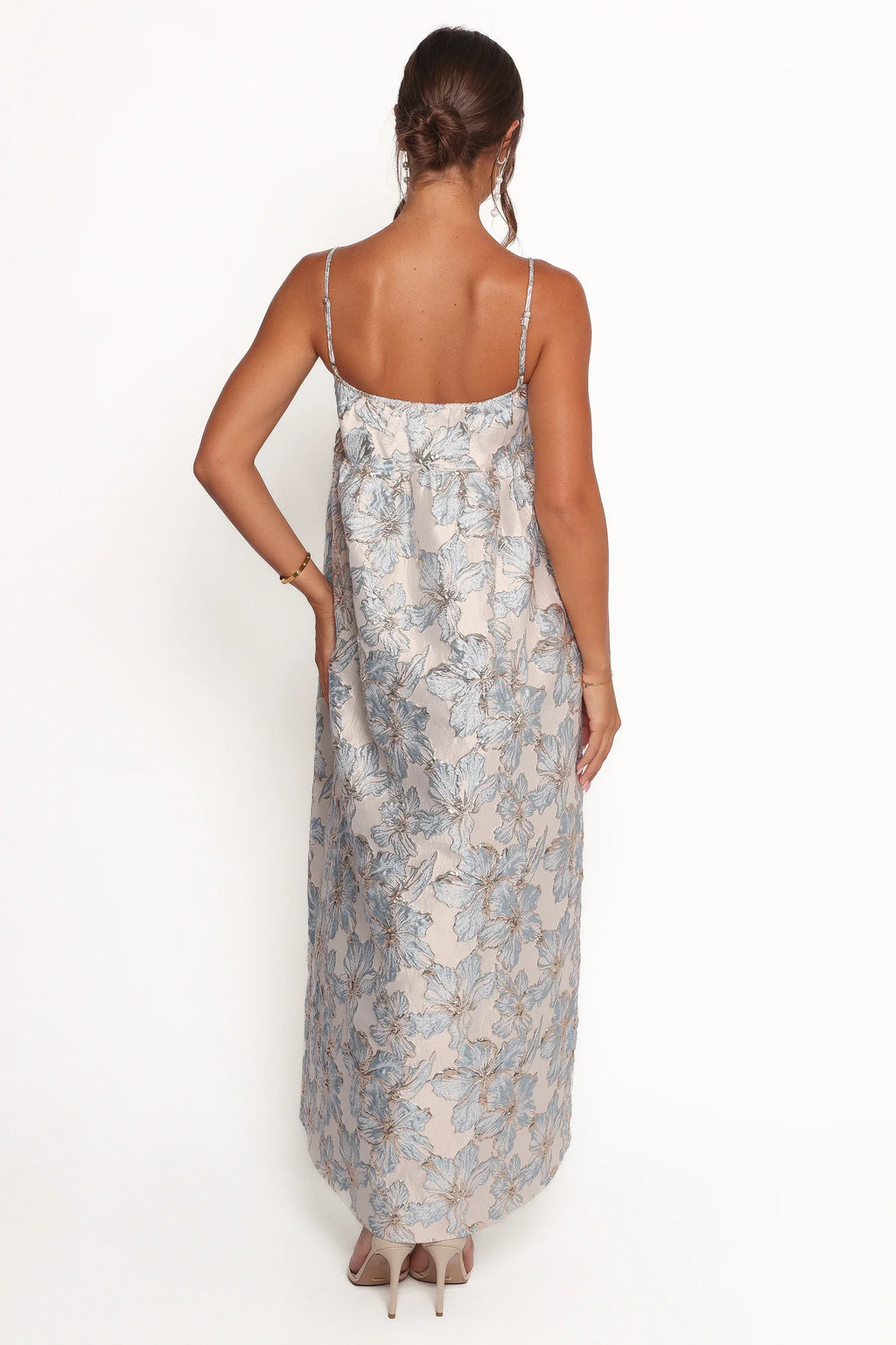 Robe longue Yasmine - Imprimé floral bleu ciel