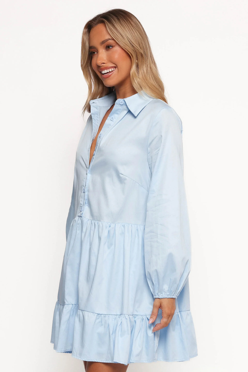Mini-robe manches longues Carlotta - Bleu