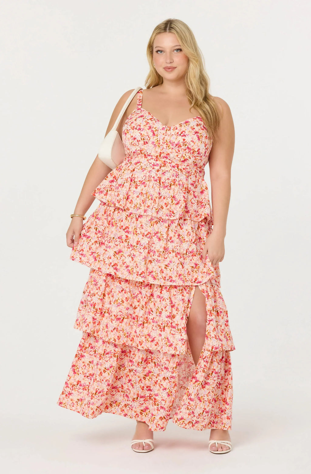 Robe longue étagée fleurie à œillets Midsummer