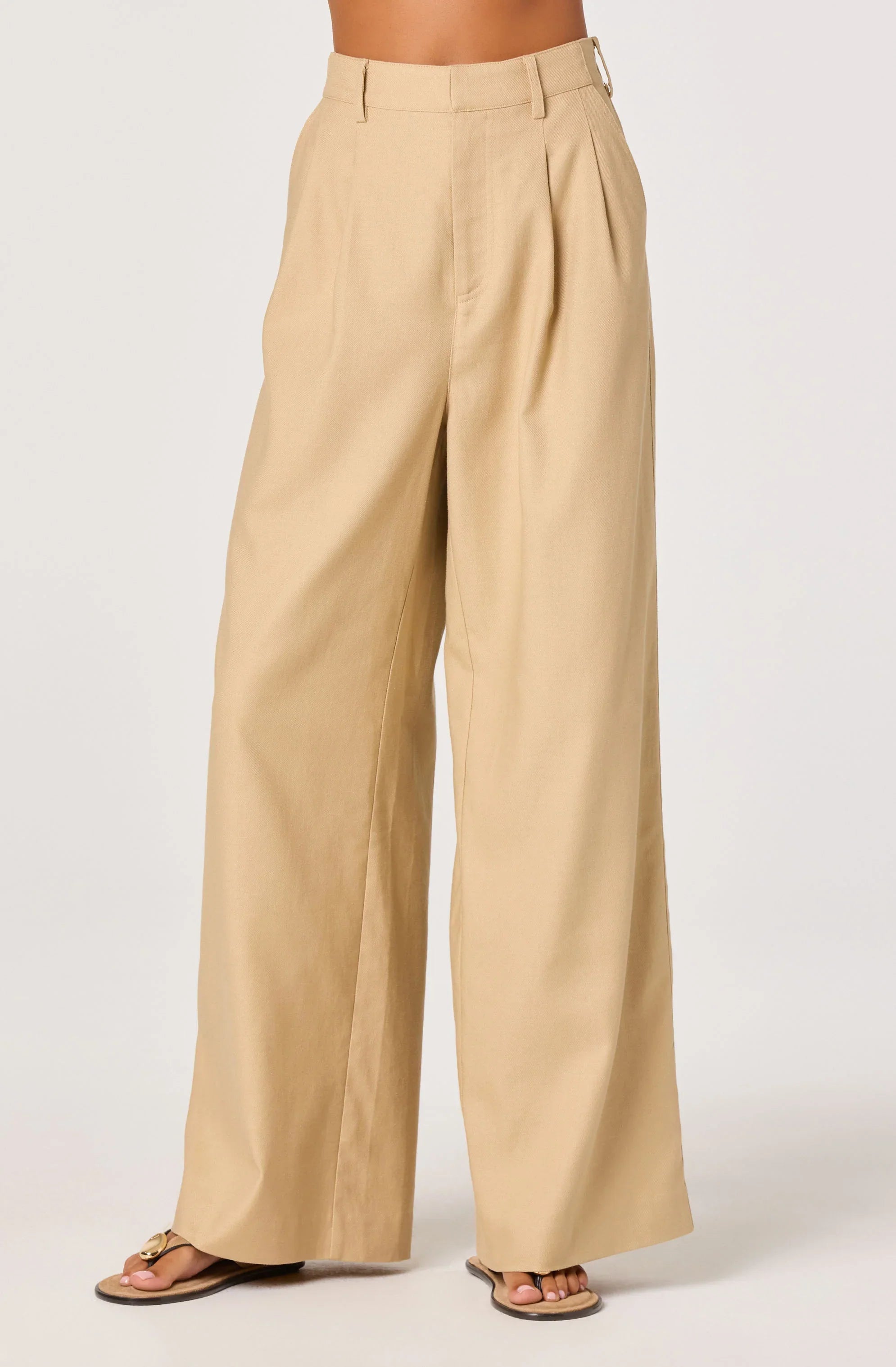 Pantalon large taille haute en lin Neha