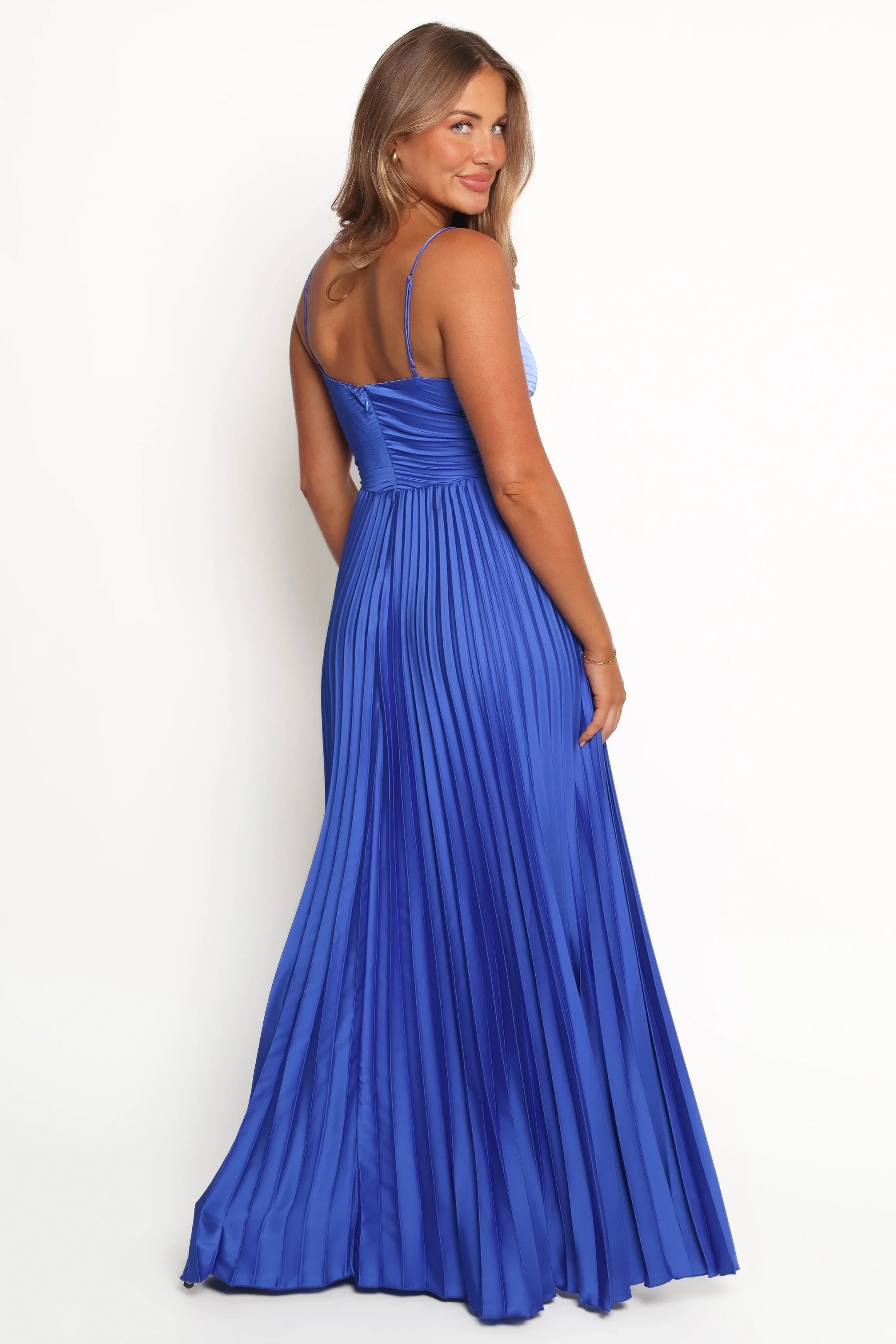Robe longue plissée Naira - Bleu