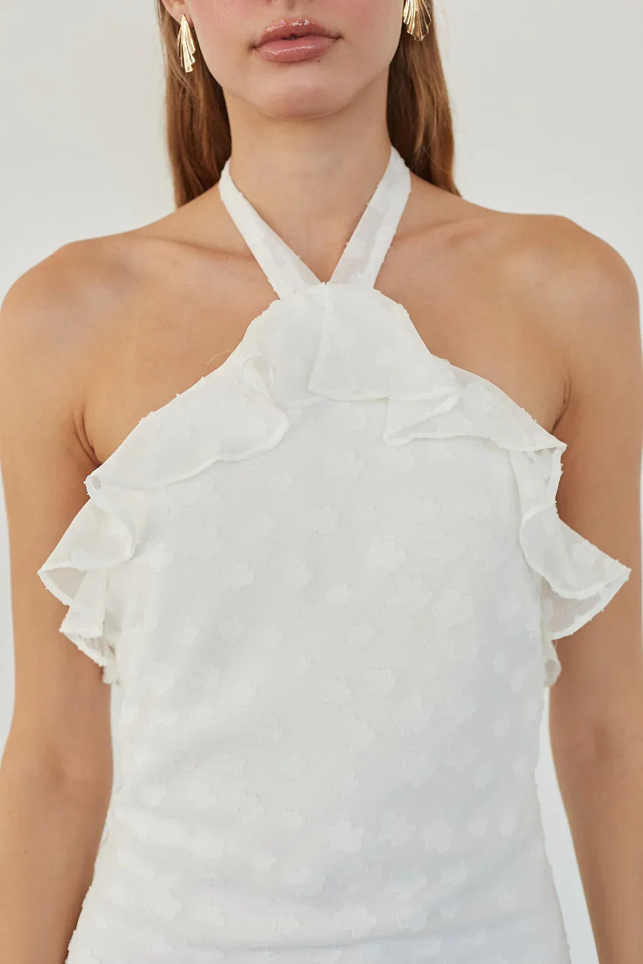 Natalia Ruffle Halter Mini Dress
