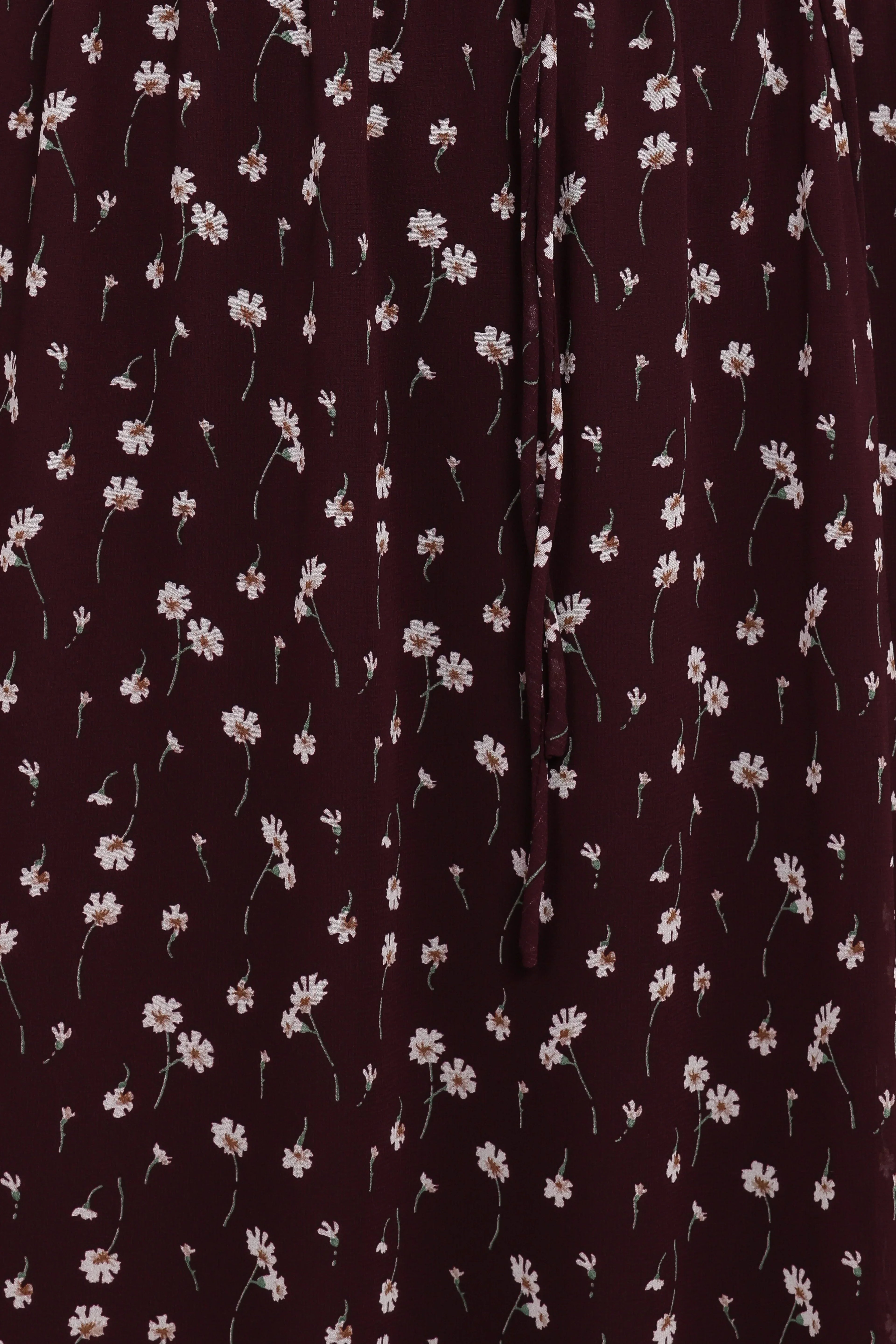 Robe longue Keziah à manches longues - Fleurie bordeaux
