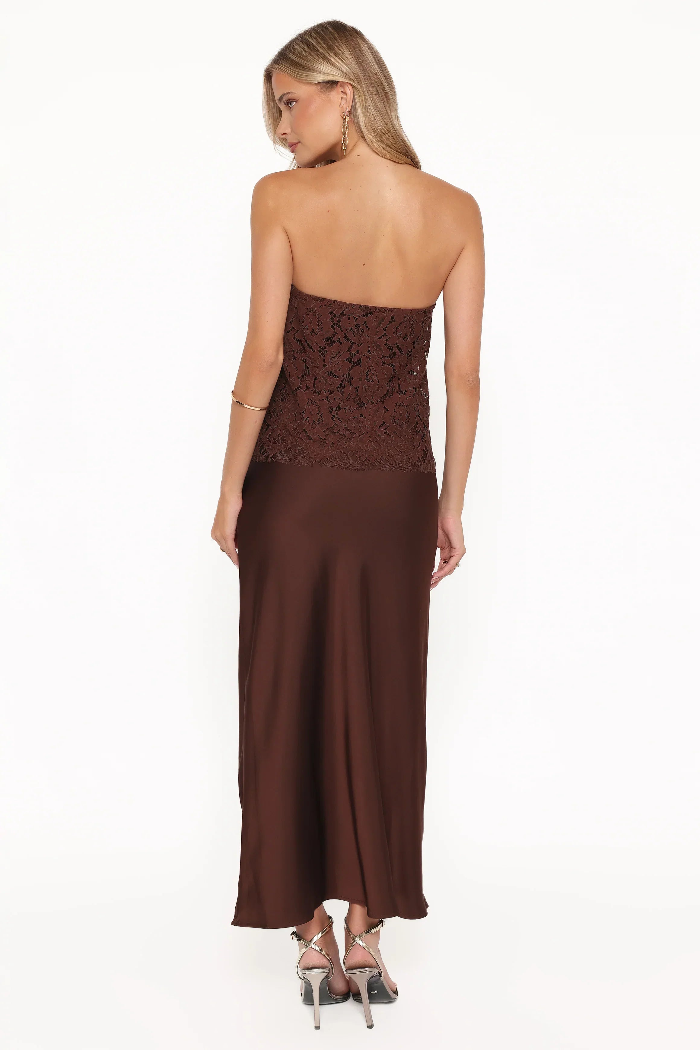 Robe longue sans bretelles Lelita - Marron