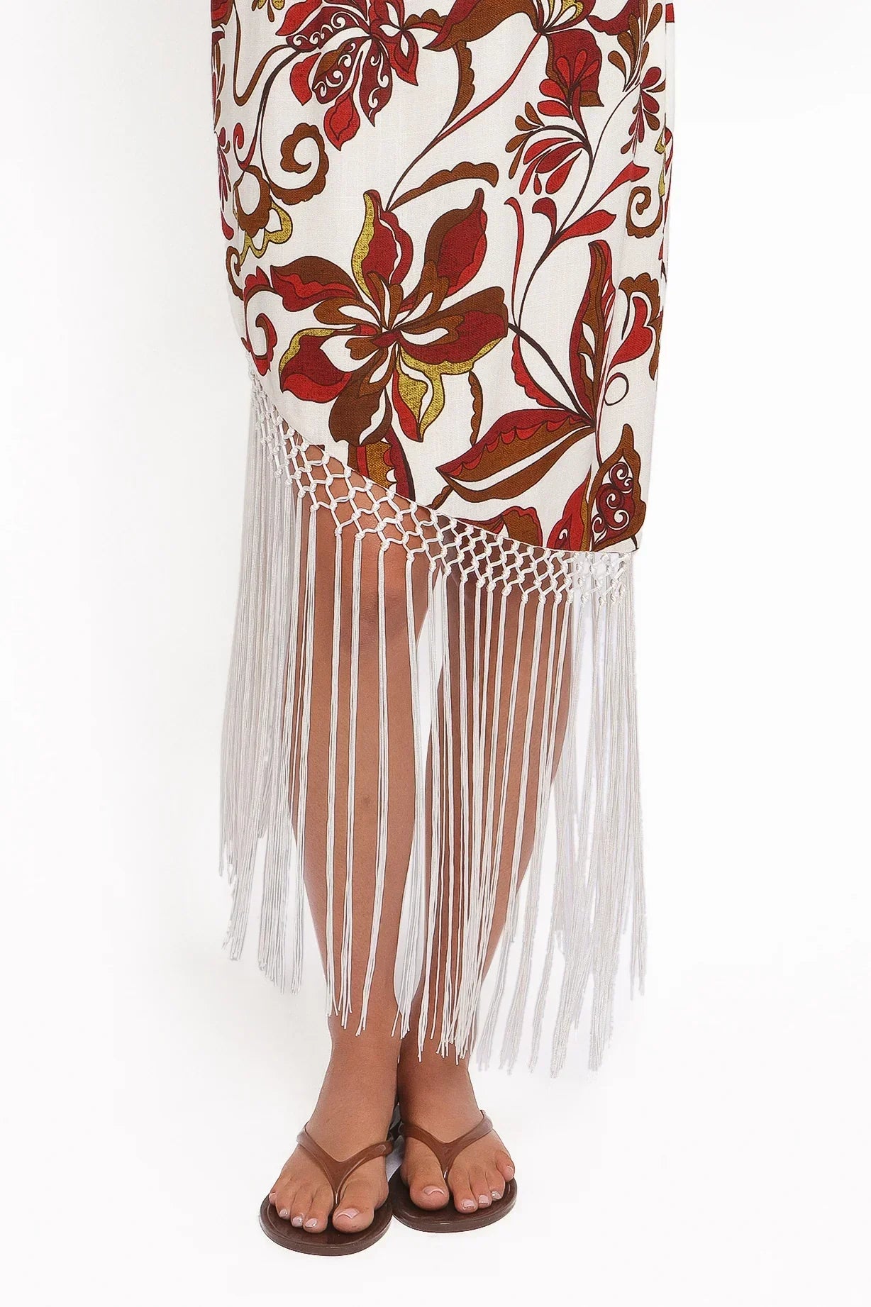 Robe midi Aquarius - Imprimé fleuri marron