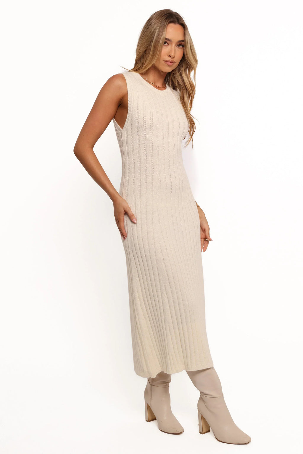 Robe midi en maille Kellie - Blanc