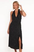 Robe longue cache-cœur Stasia - Noir et blanc