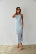 Robe midi en maille ajourée à col montant Keilani