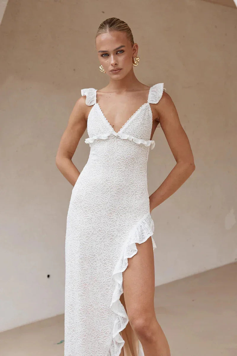 Robe longue Orlean à volants