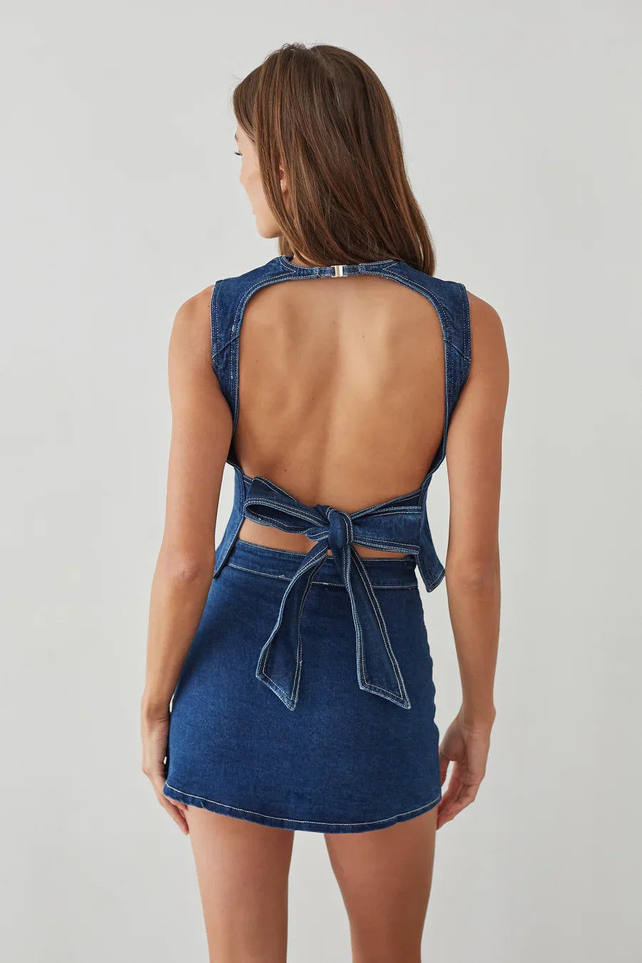 Haut dos ouvert en jean Maggie