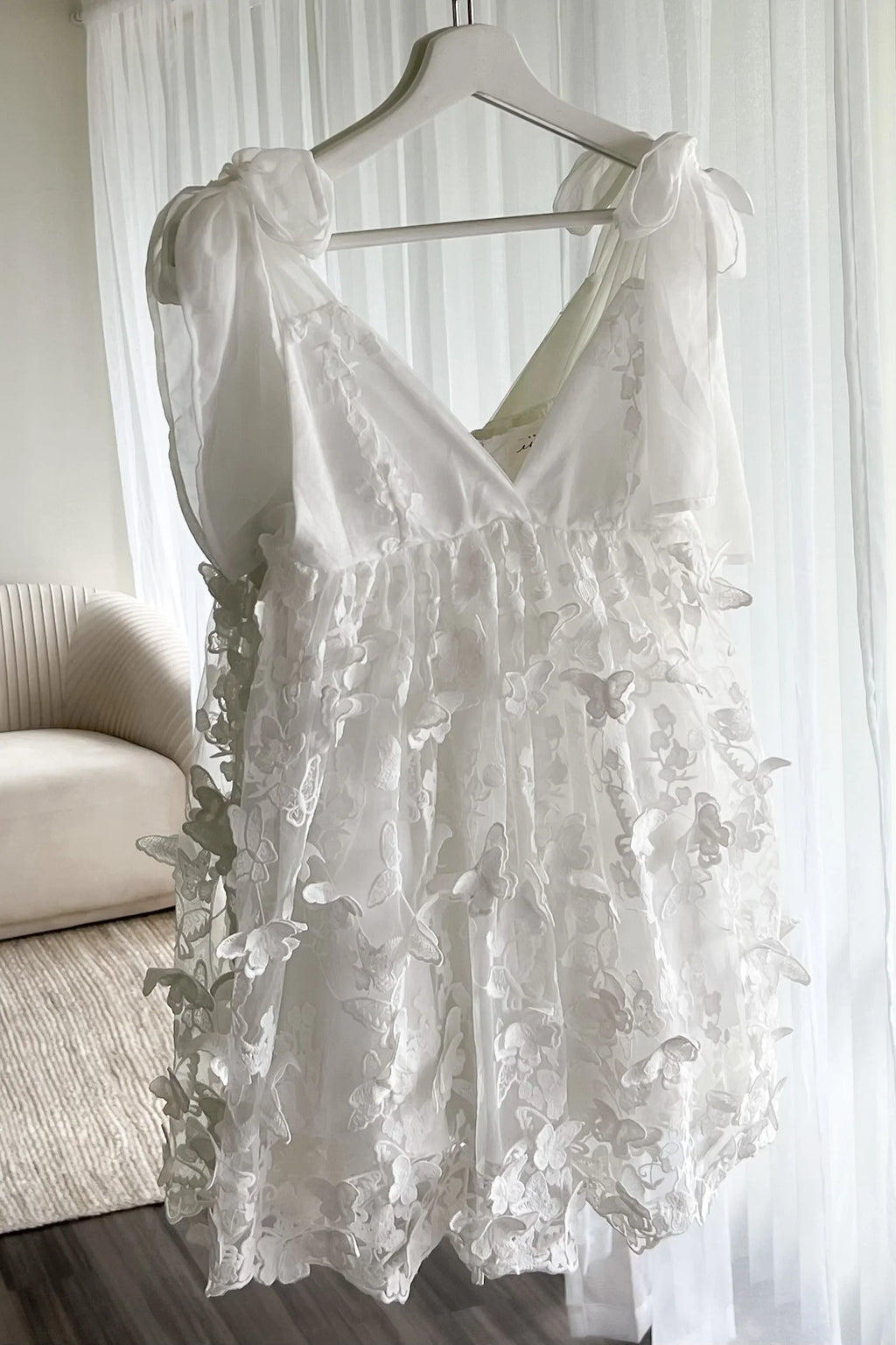 Mini-robe babydoll en organza Cecily Butterfly