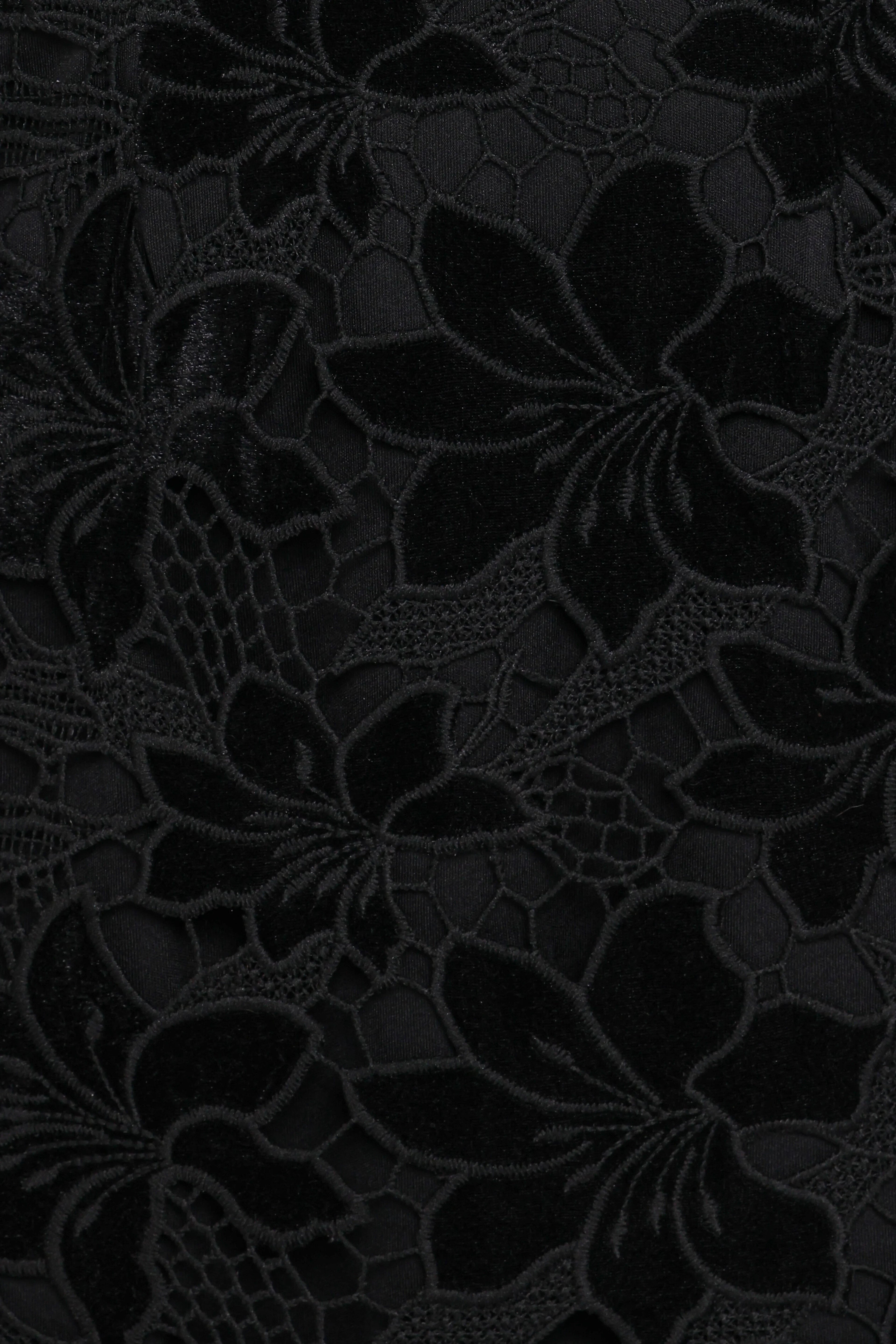Mini-robe Cynthia en velours et dentelle - Noir