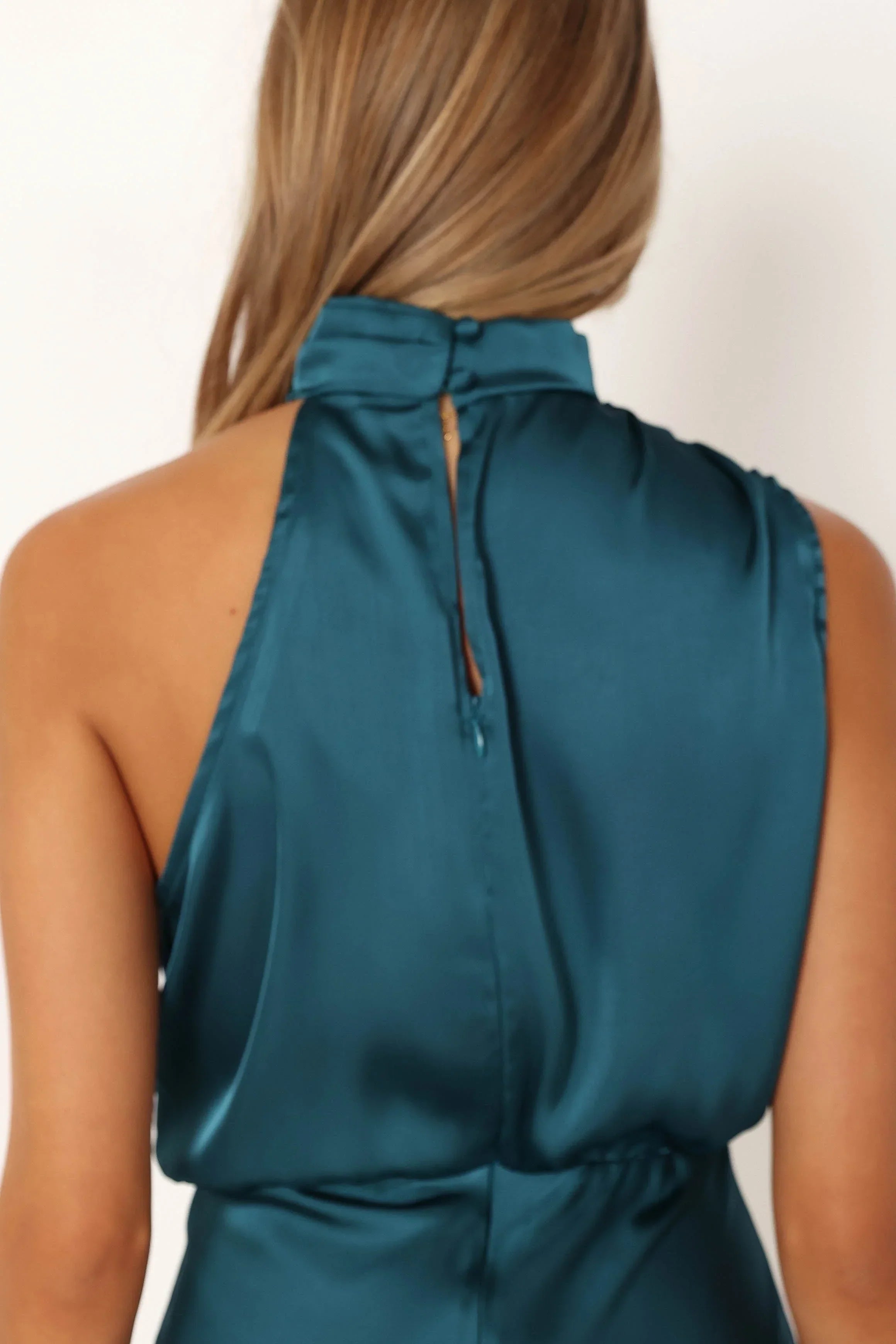 Mini-robe Anabelle à col montant – Vert sarcelle