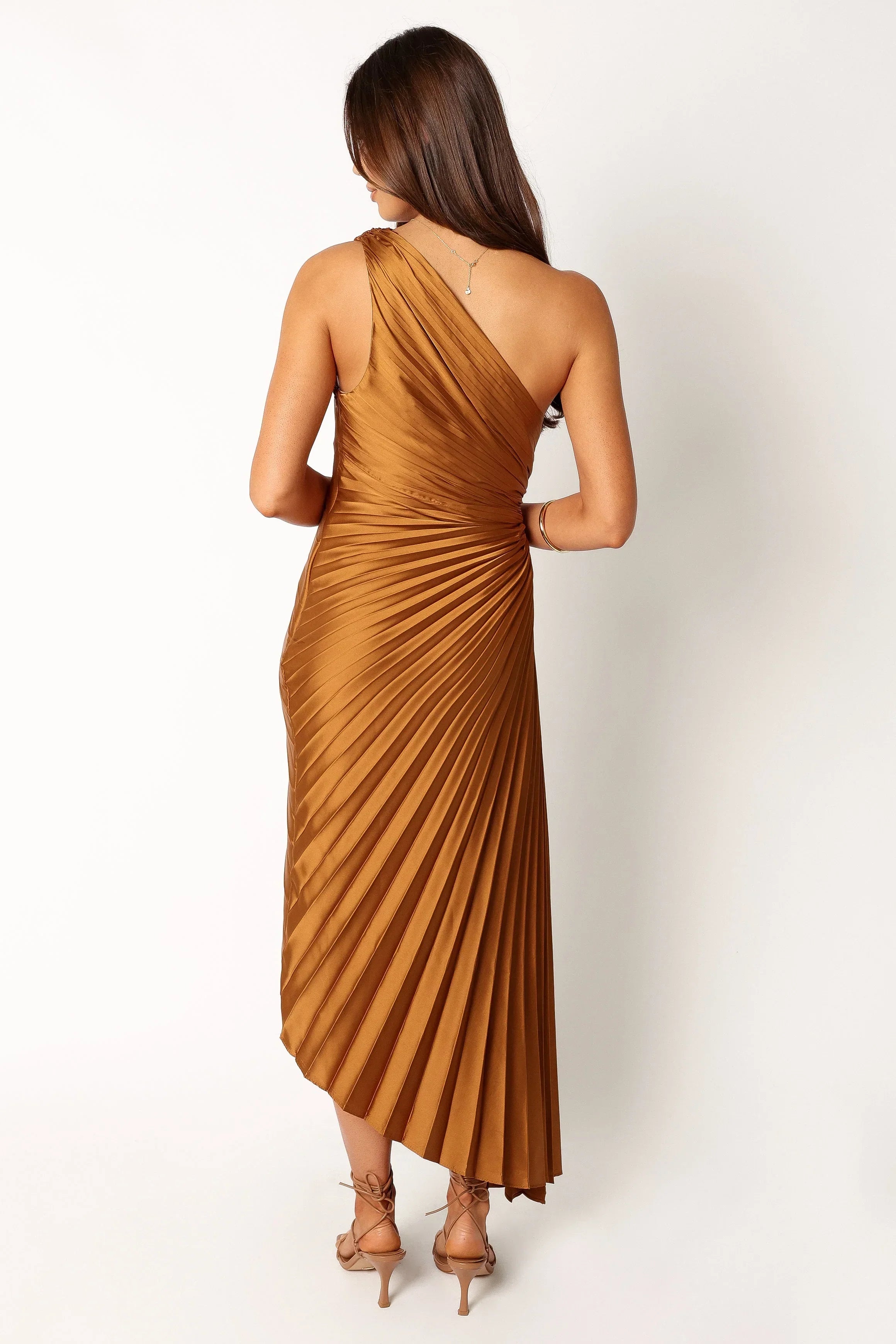 Robe longue Kleo à une épaule - Ocre doré